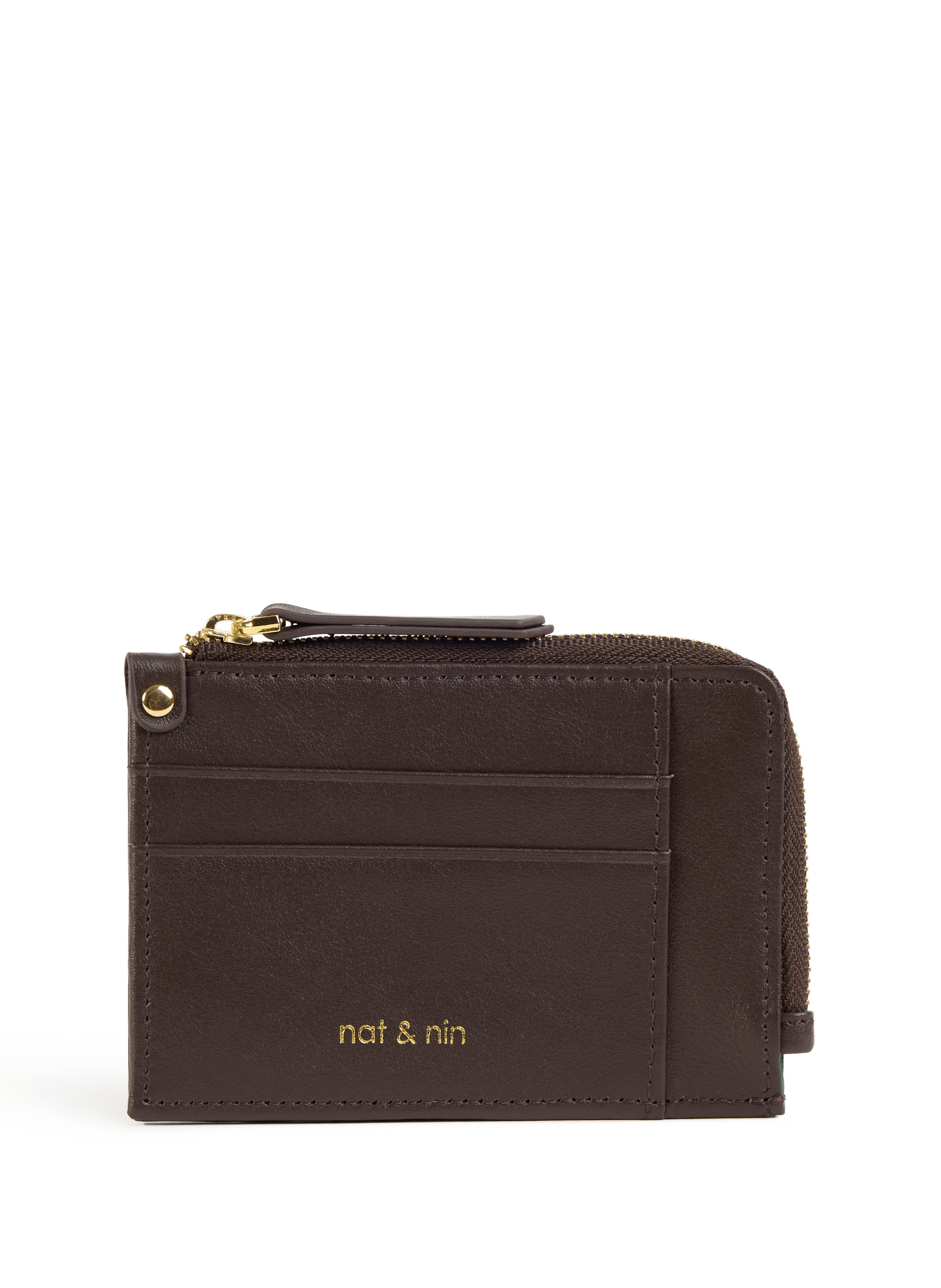 NAT & NIN Porte-cartes en cuir de vachette Marron