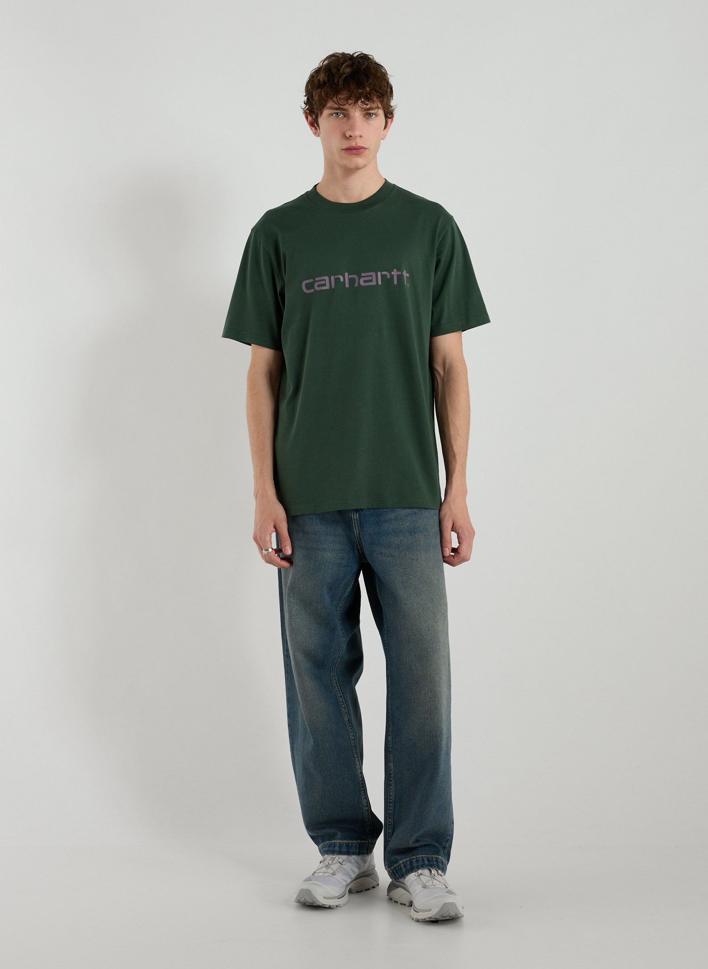 Straight printed cotton T-shirt CARHARTT WIP Green