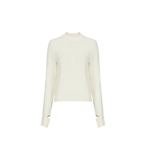 Tibi Pull Col Rond En Laine Mélangée In White