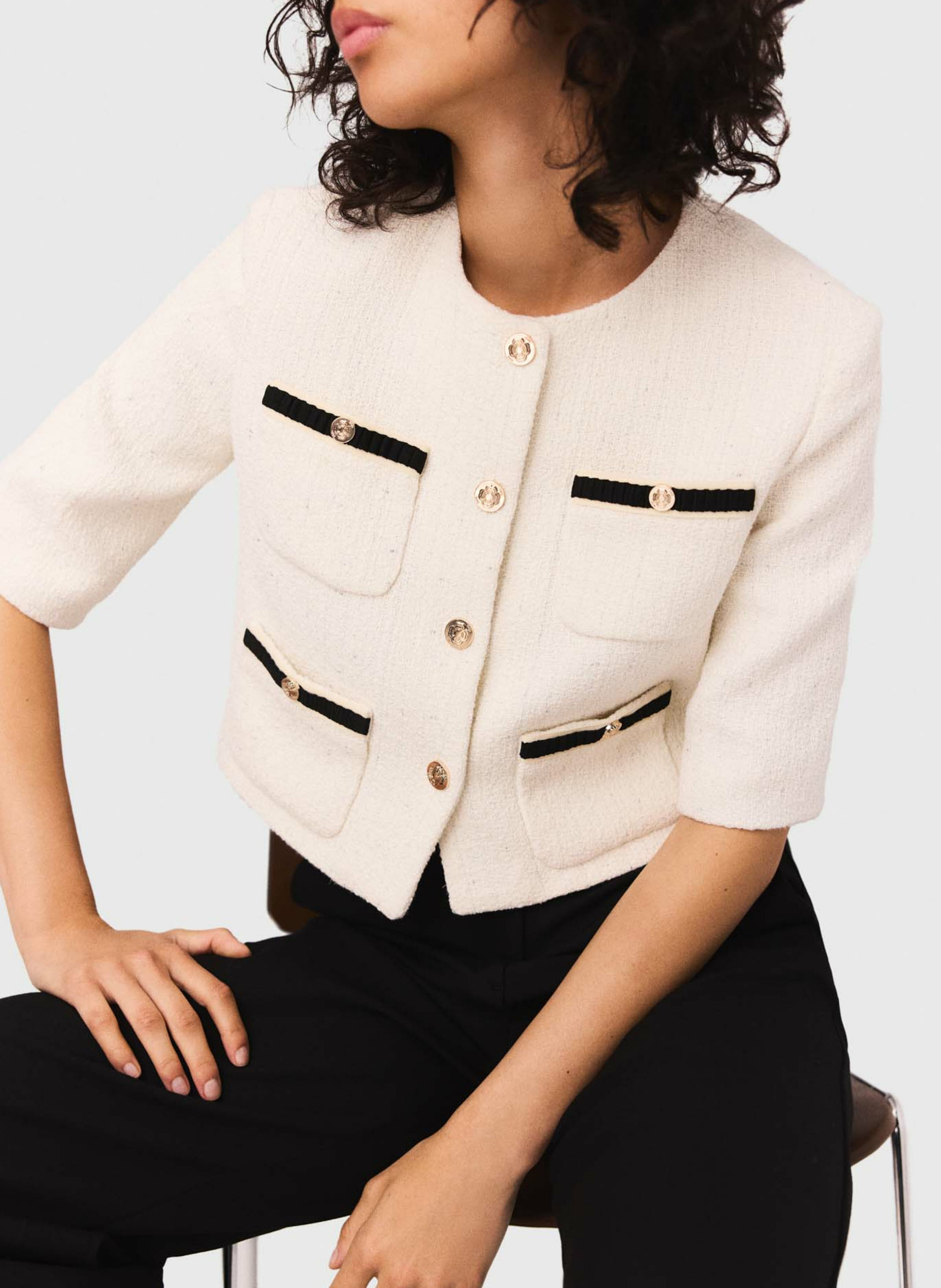 Veste droite en coton mélangé MAJE Beige