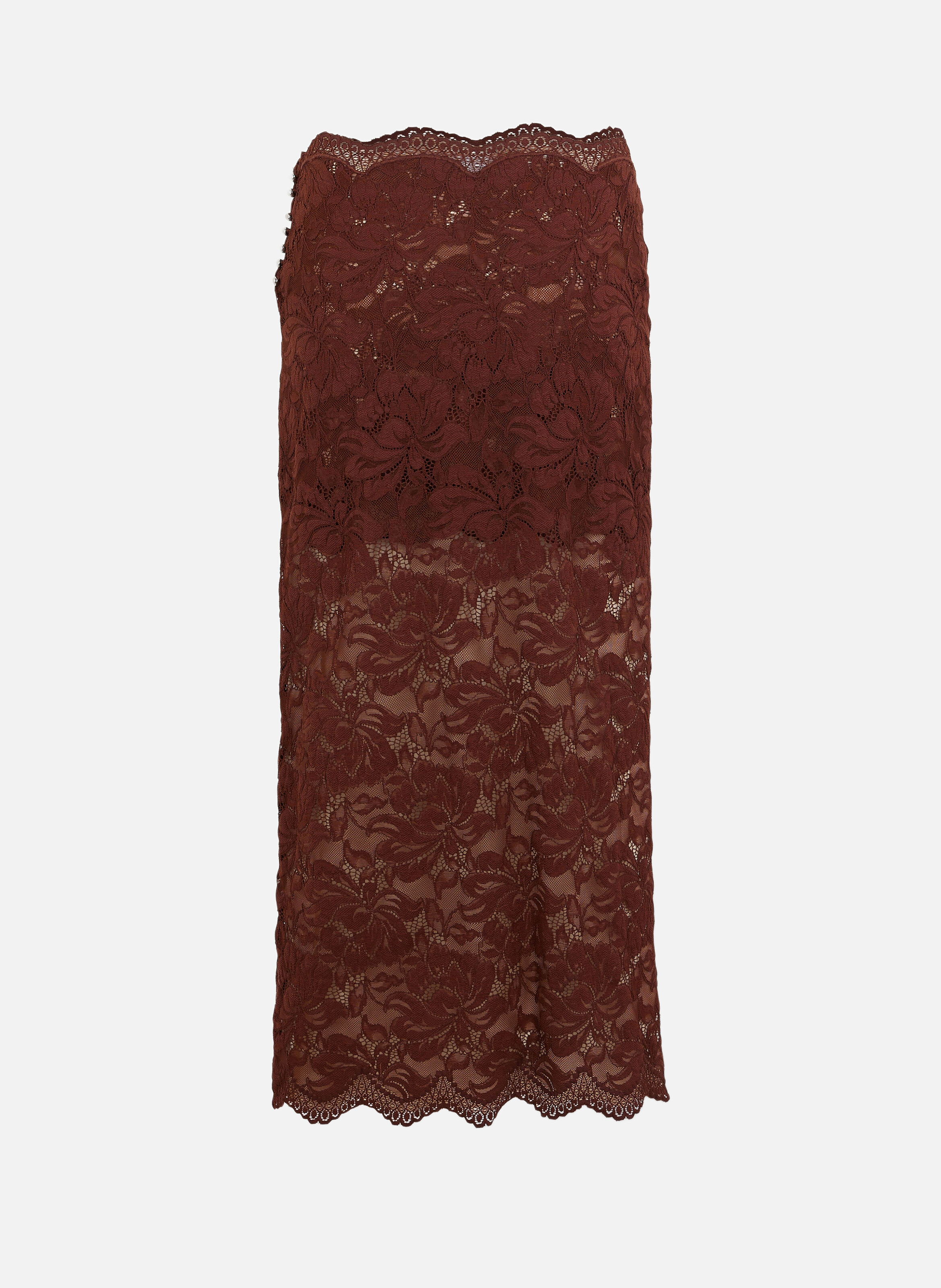 Jupe en dentelle RABANNE Marron