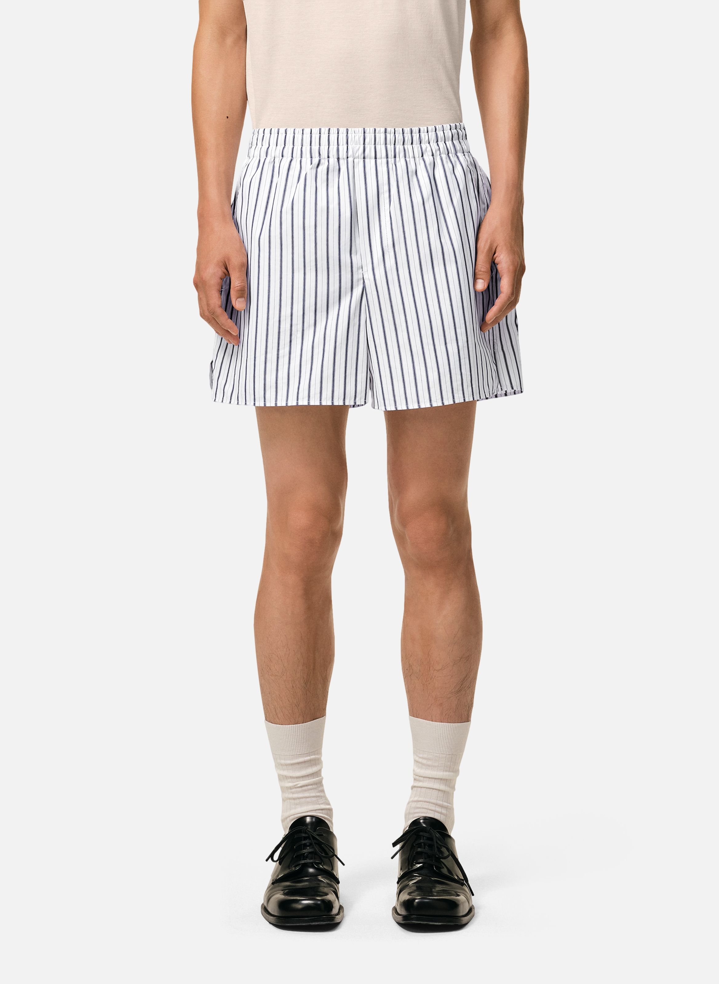 Short court elastiqué unisexe en coton AMI PARIS Blanc