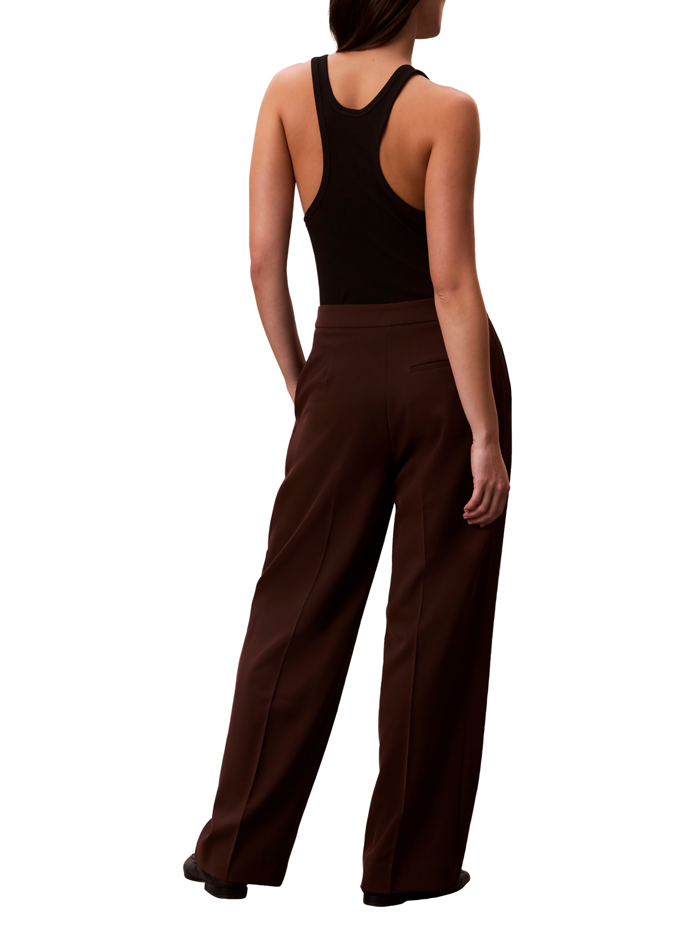 Pantalon droit à plis CALVIN KLEIN Marron