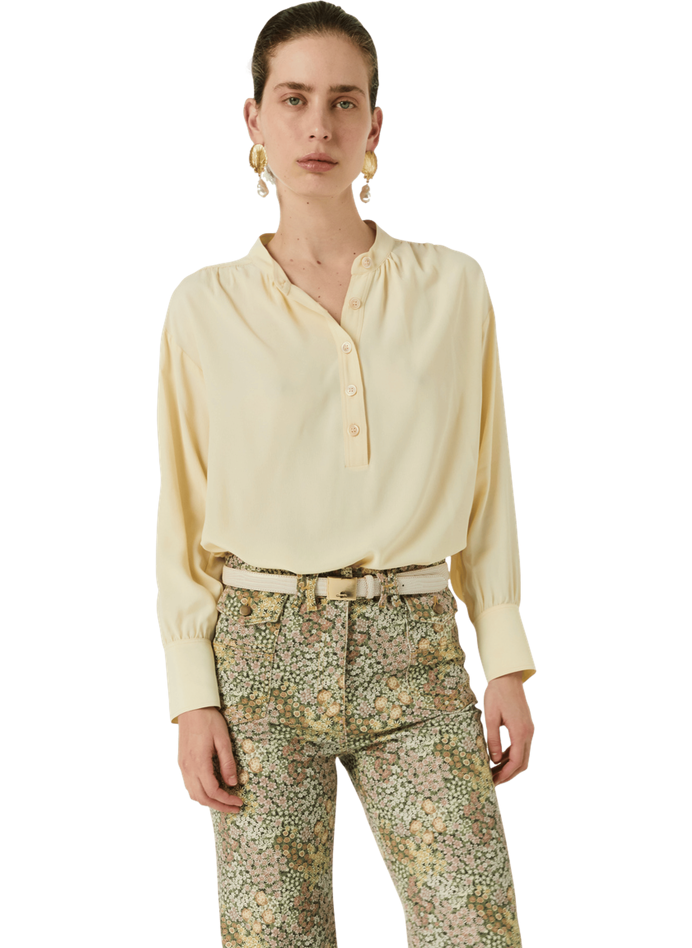 Blouse fluide à col tunisien - cezanne GERARD DAREL Jaune