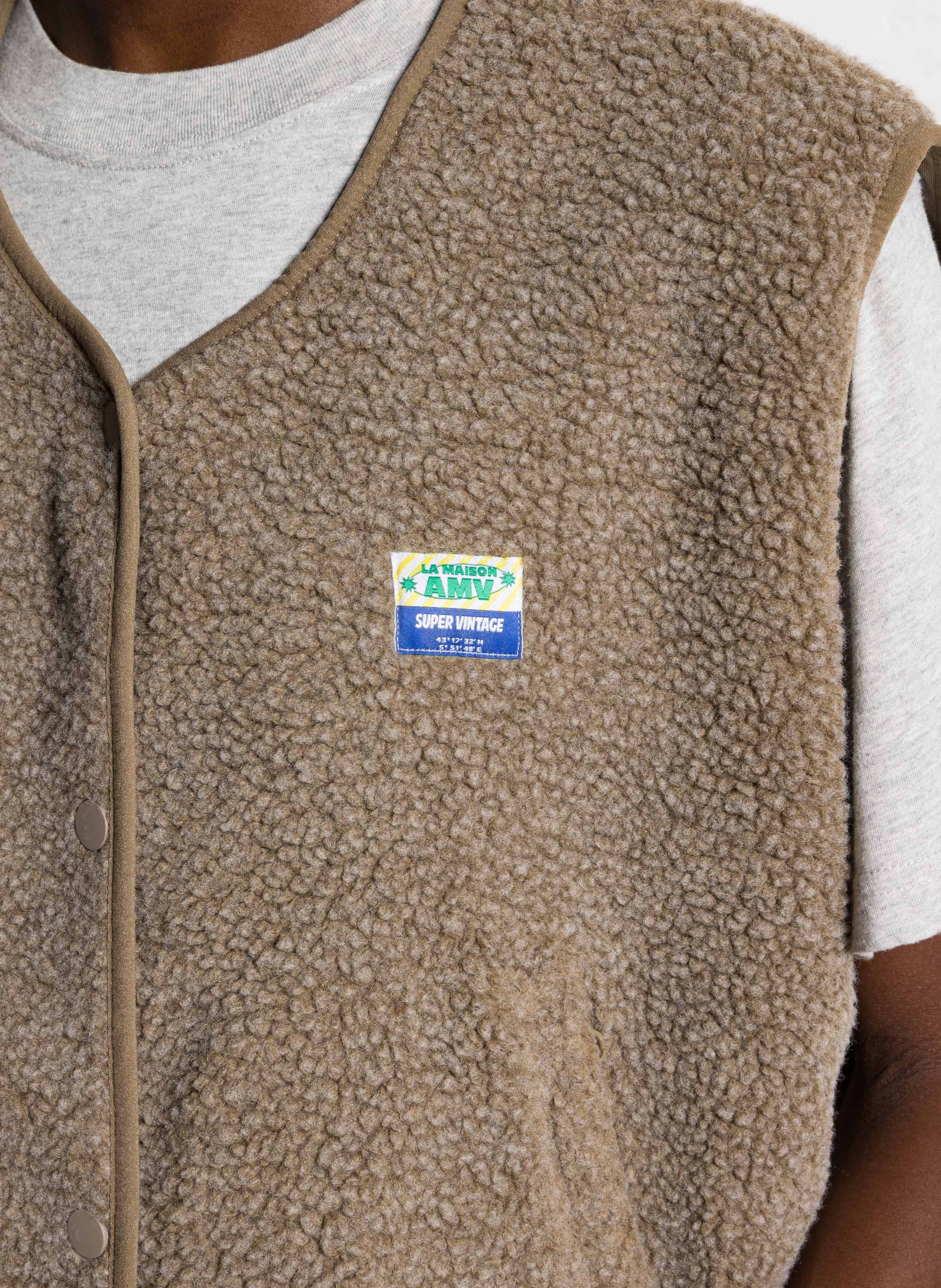 Gilet col rond molletonné sans manches hoktown AMERICAN VINTAGE Marron