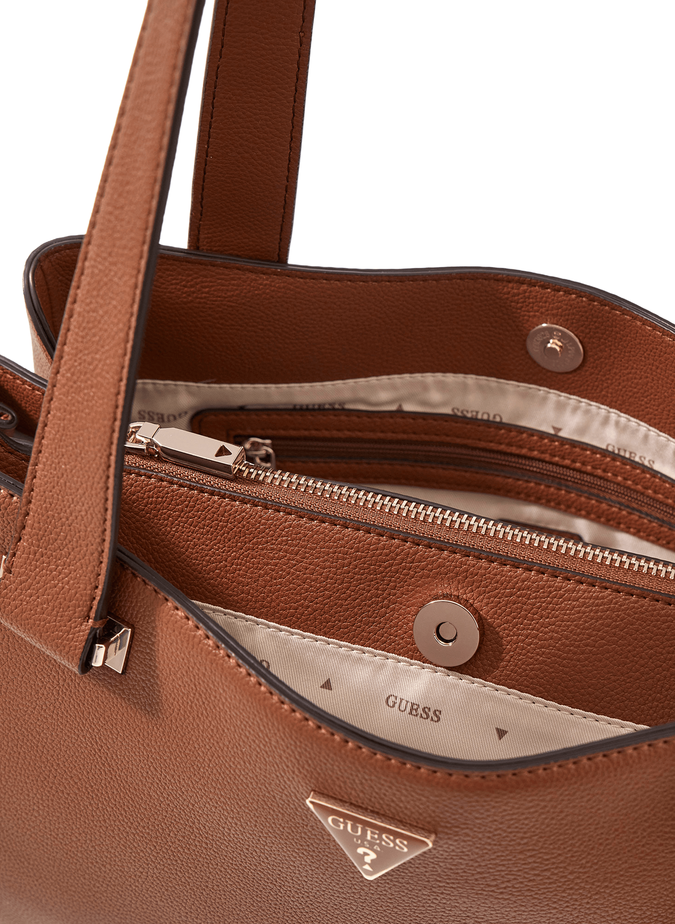 Sac porté épaule avec charms effet cuir GUESS Marron