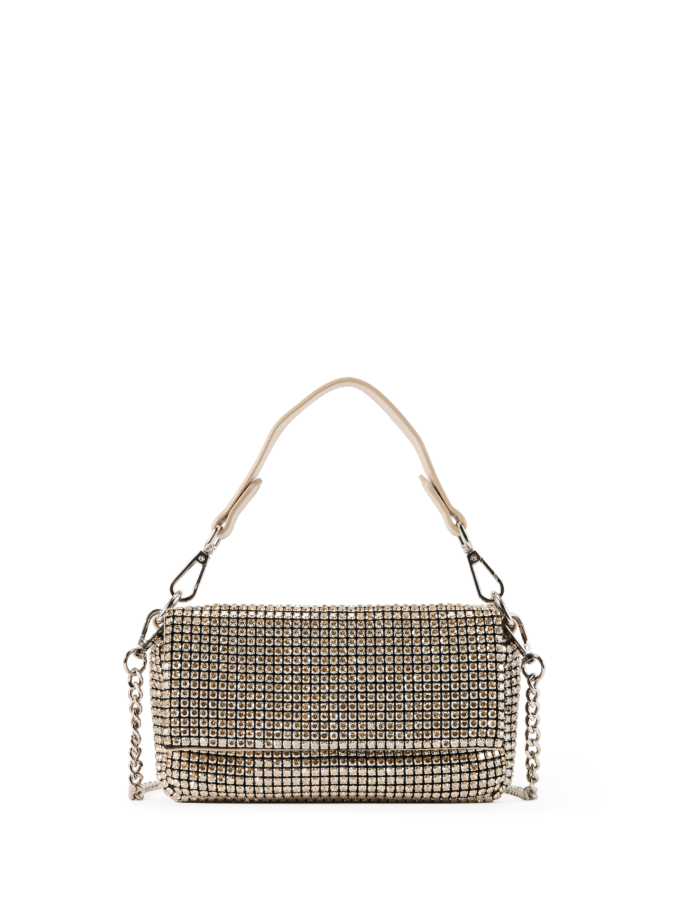 Rhinestone clutch with shoulder strap AU PRINTEMPS PARIS Golden