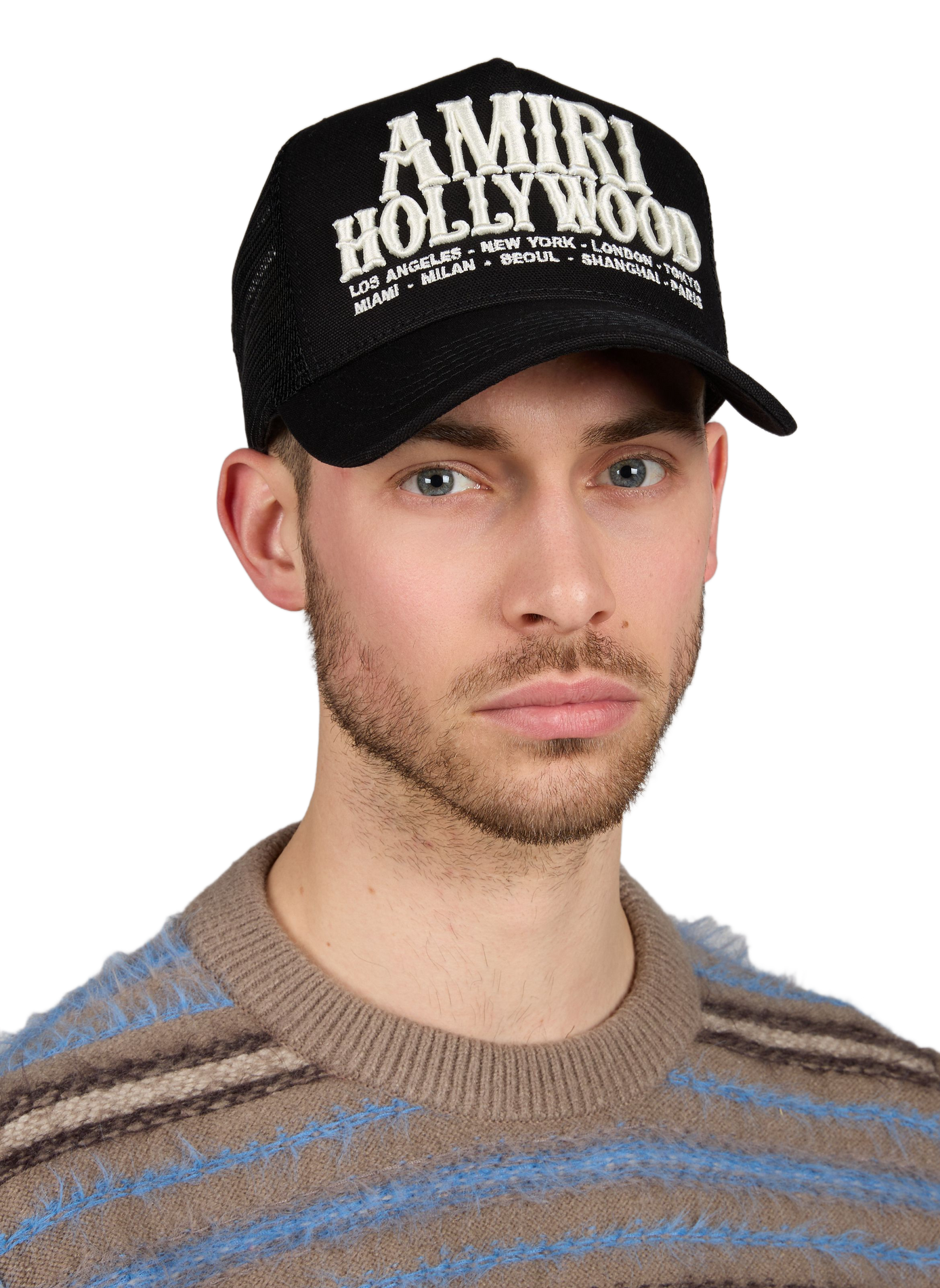 Embroidered brand cotton cap AMIRI Black