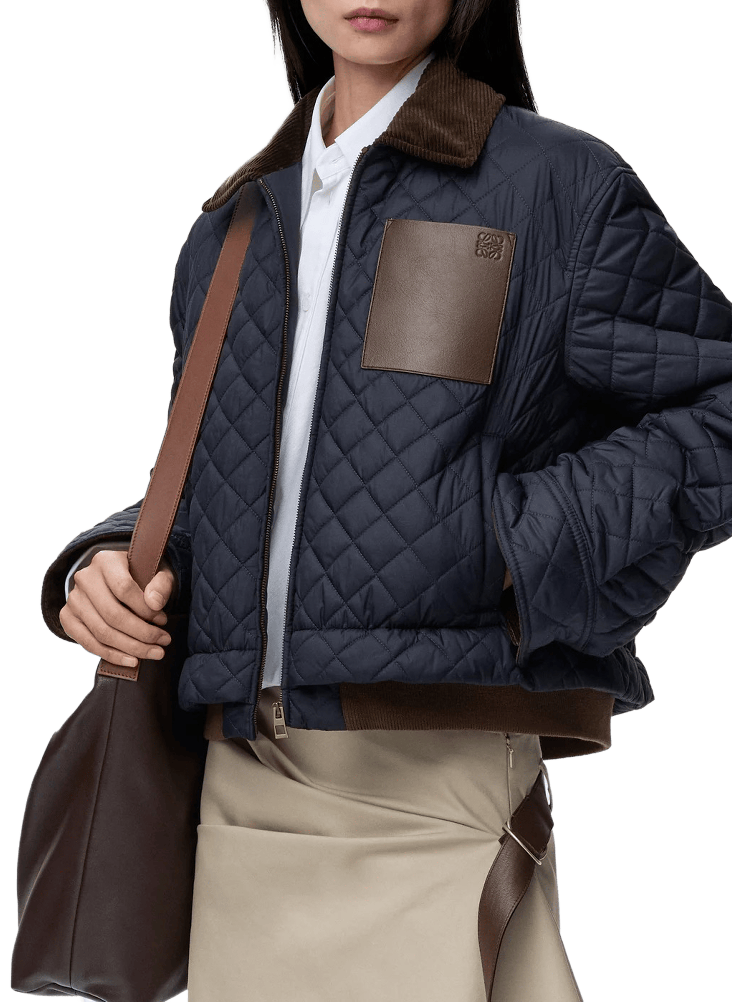 Veste courte en tissu technique à col contrasté LOEWE Bleu