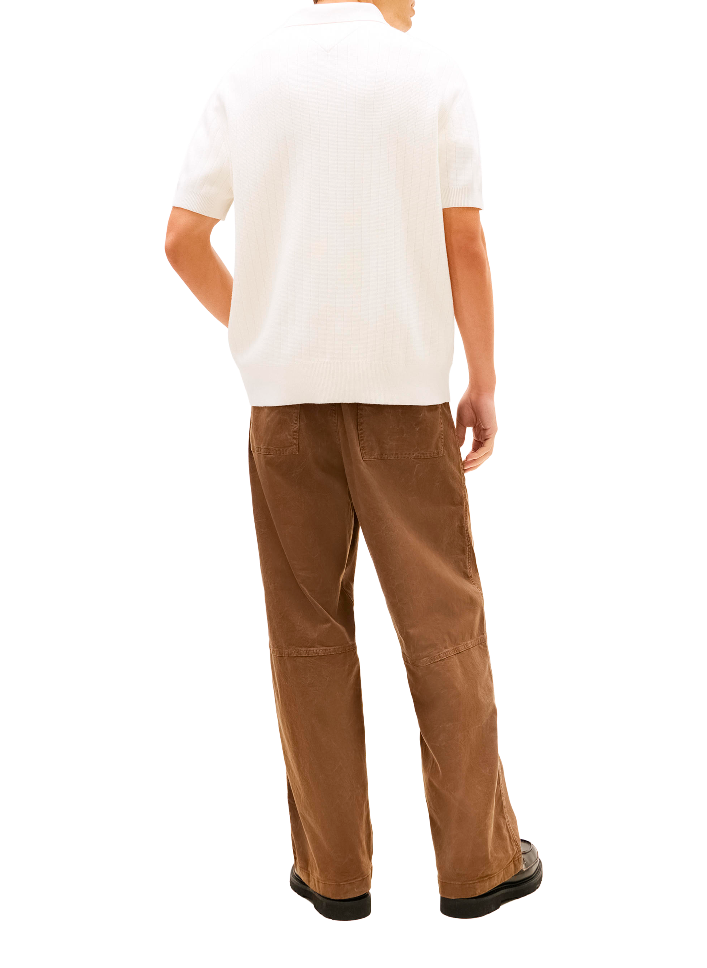 Polo à manches courtes avec double bande contrastante en coton TOMMY HILFIGER Beige