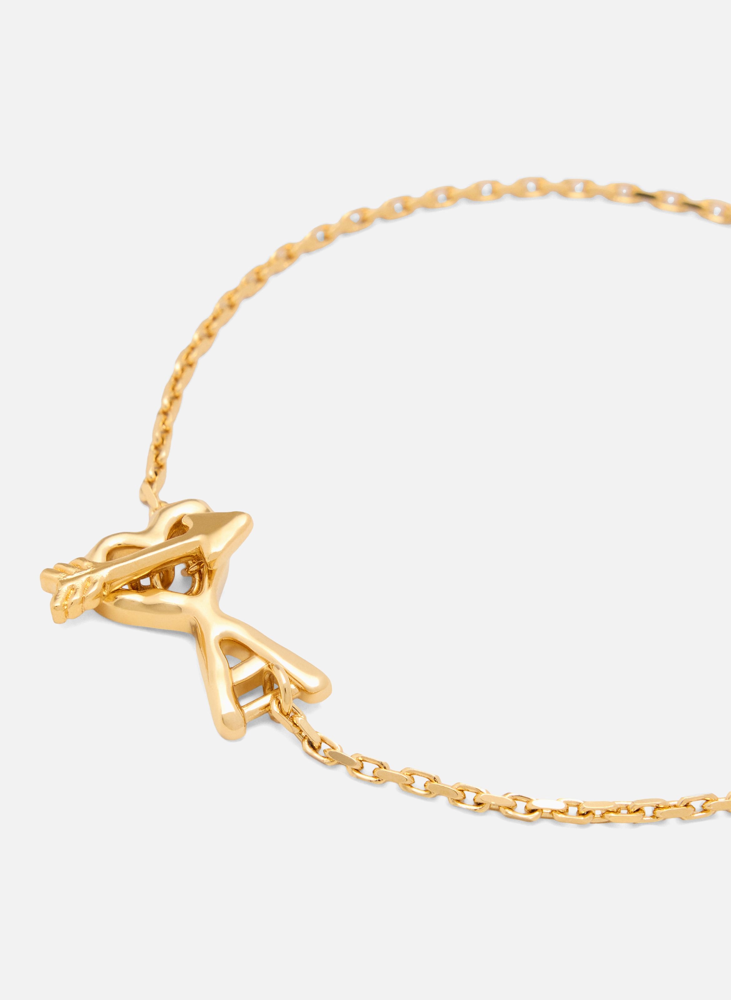 Bracelet ami de coeur flèche martelé unisexe en laiton AMI PARIS Jaune