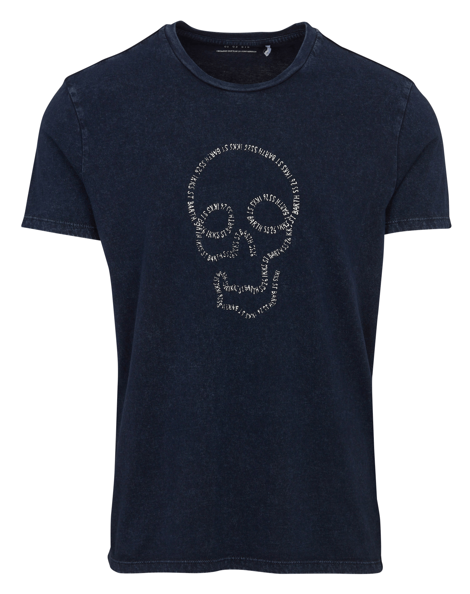 Tee-shirt droit col rond sérigraphié en coton IKKS Bleu