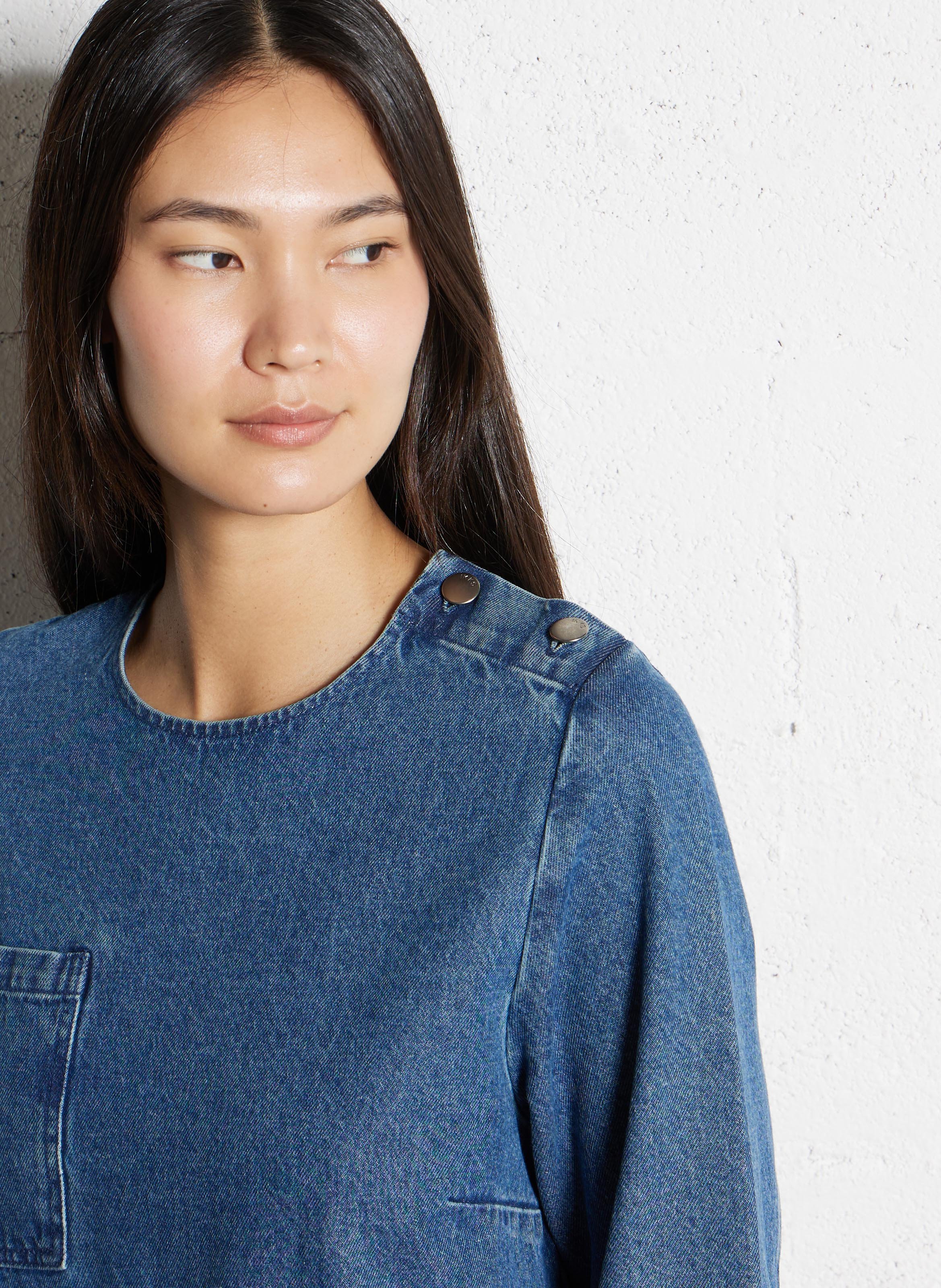 Robe en jean droite à poches IKKS Bleu