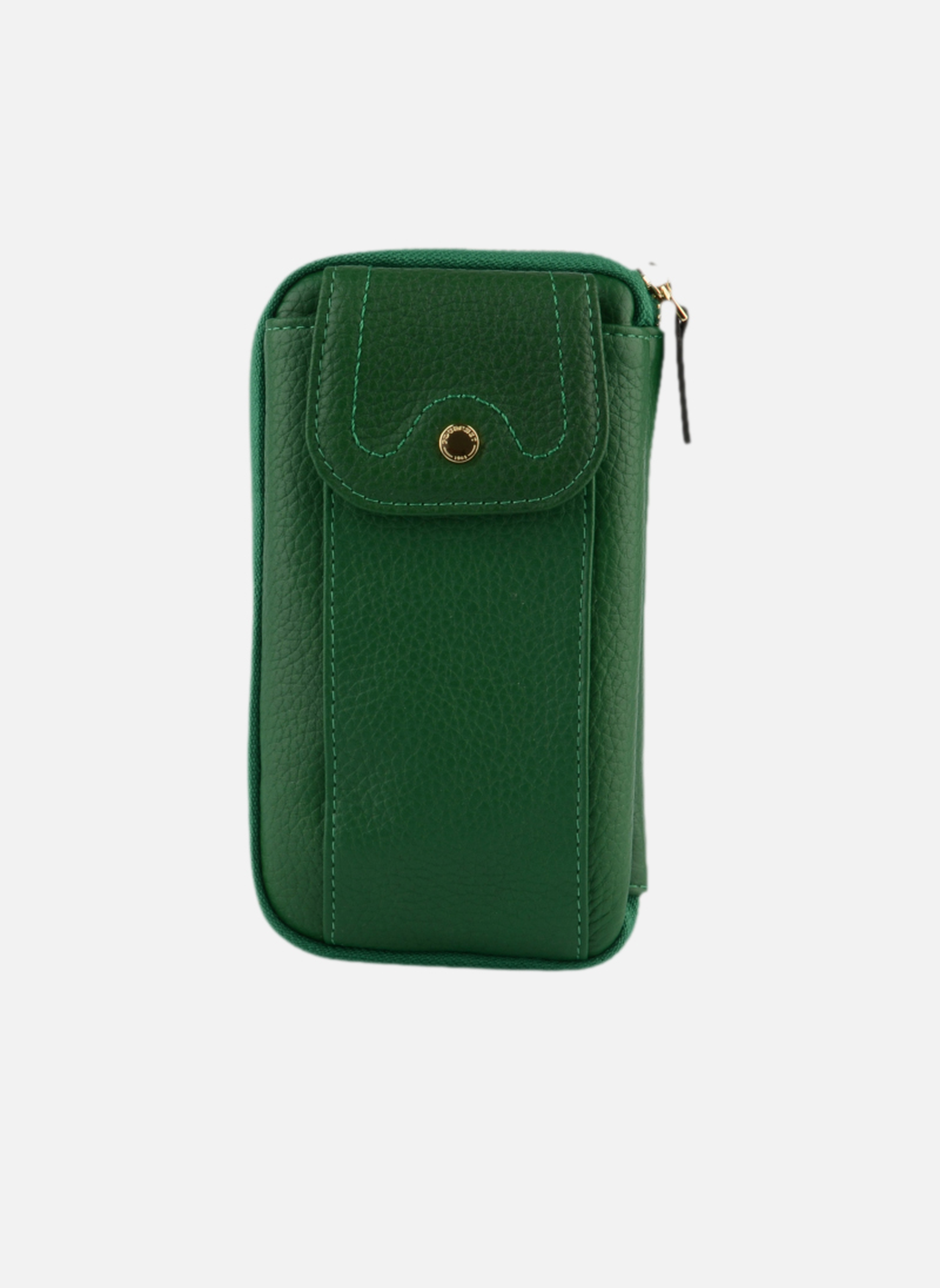 Club | etui téléphone portable en cuir de veau grainé | Vert POURCHET Femme