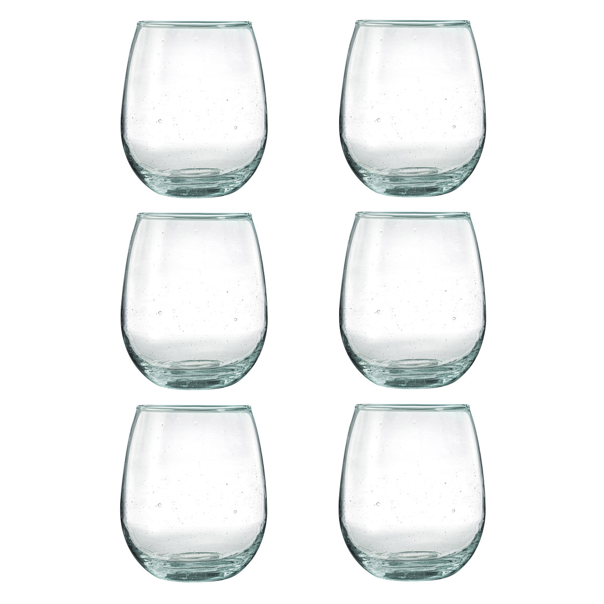 Nour - lot 6 gobelets 30 cl en verre recyclé soufflés bouche MEDARD DE NOBLAT Transparent