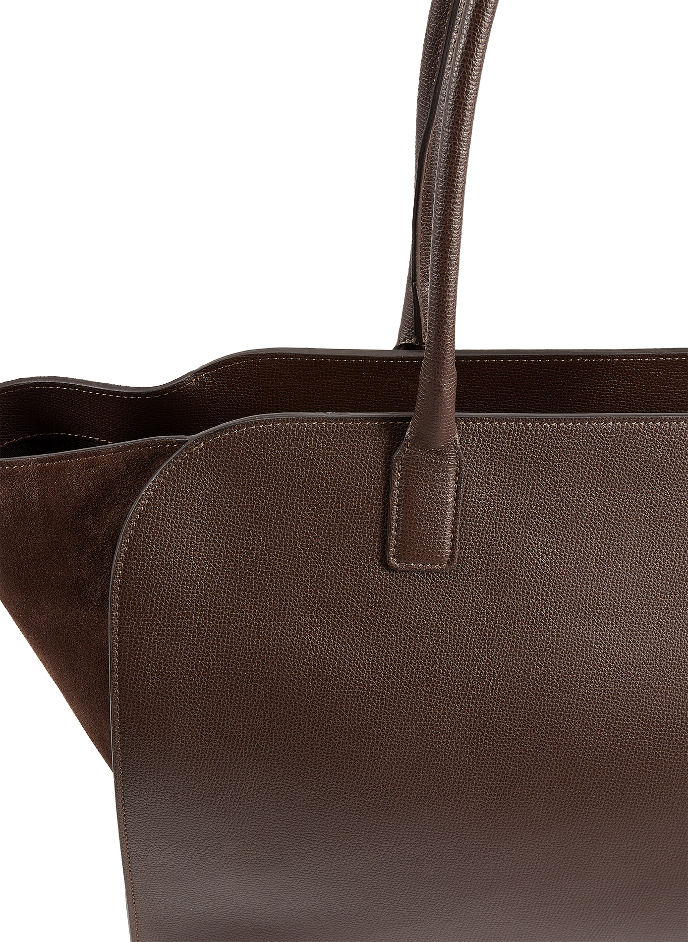 Tote bag with suede panel in grained leather SAISON 1865 Brown