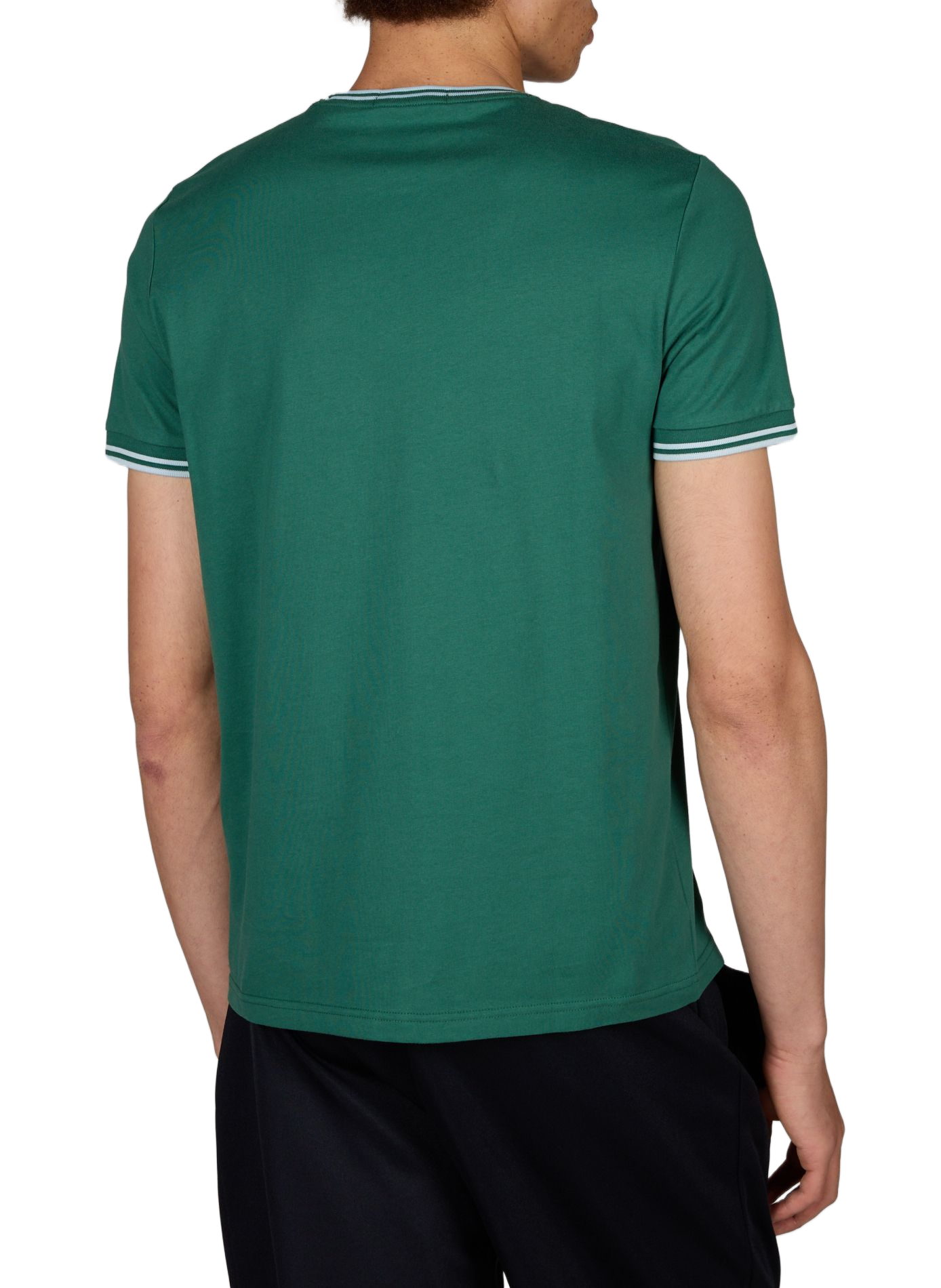 Effen T-shirt met ronde hals van katoen. FRED PERRY Groen