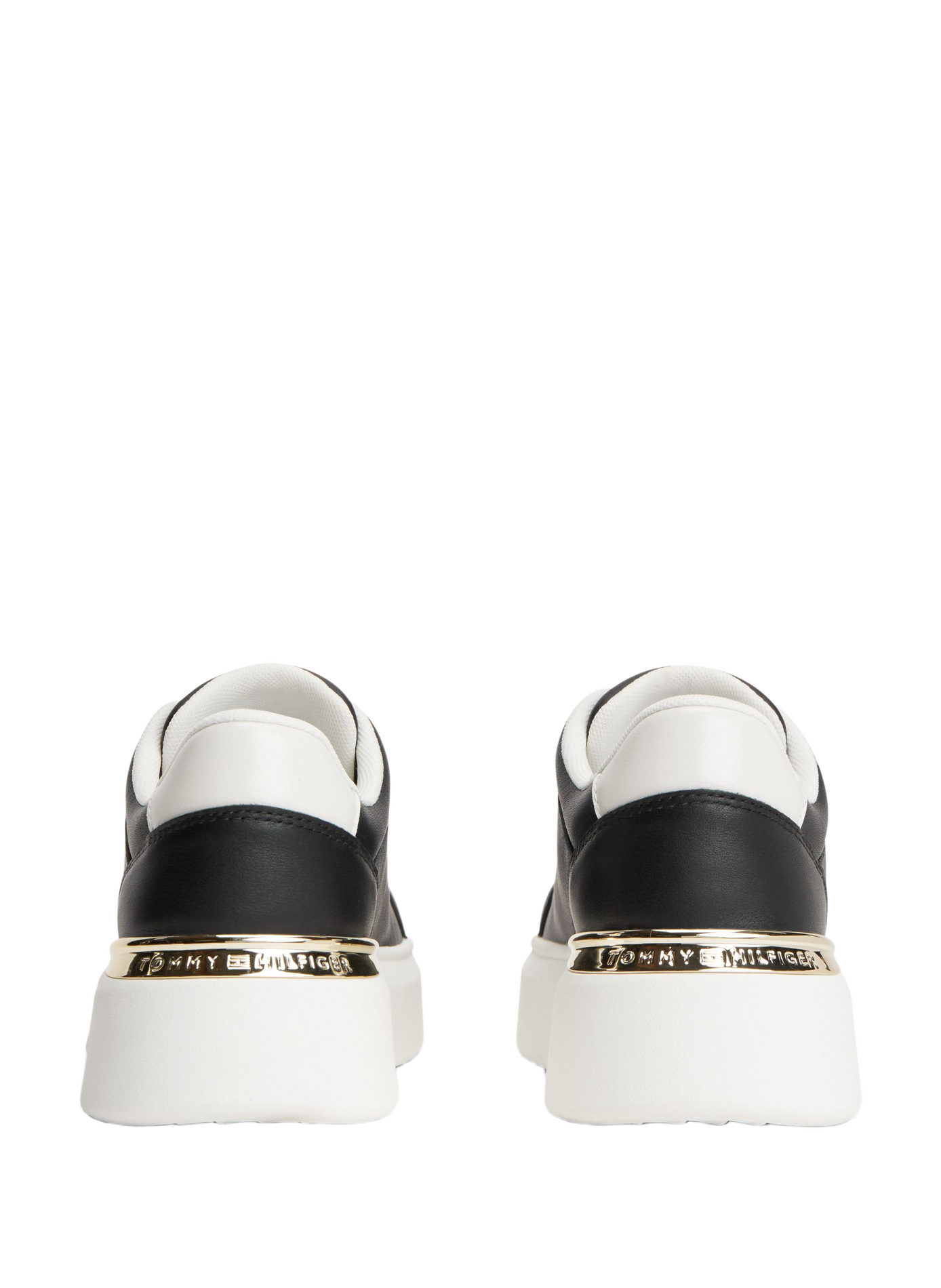 Sneakers with thick soles and gold detail in leather TOMMY HILFIGER Black