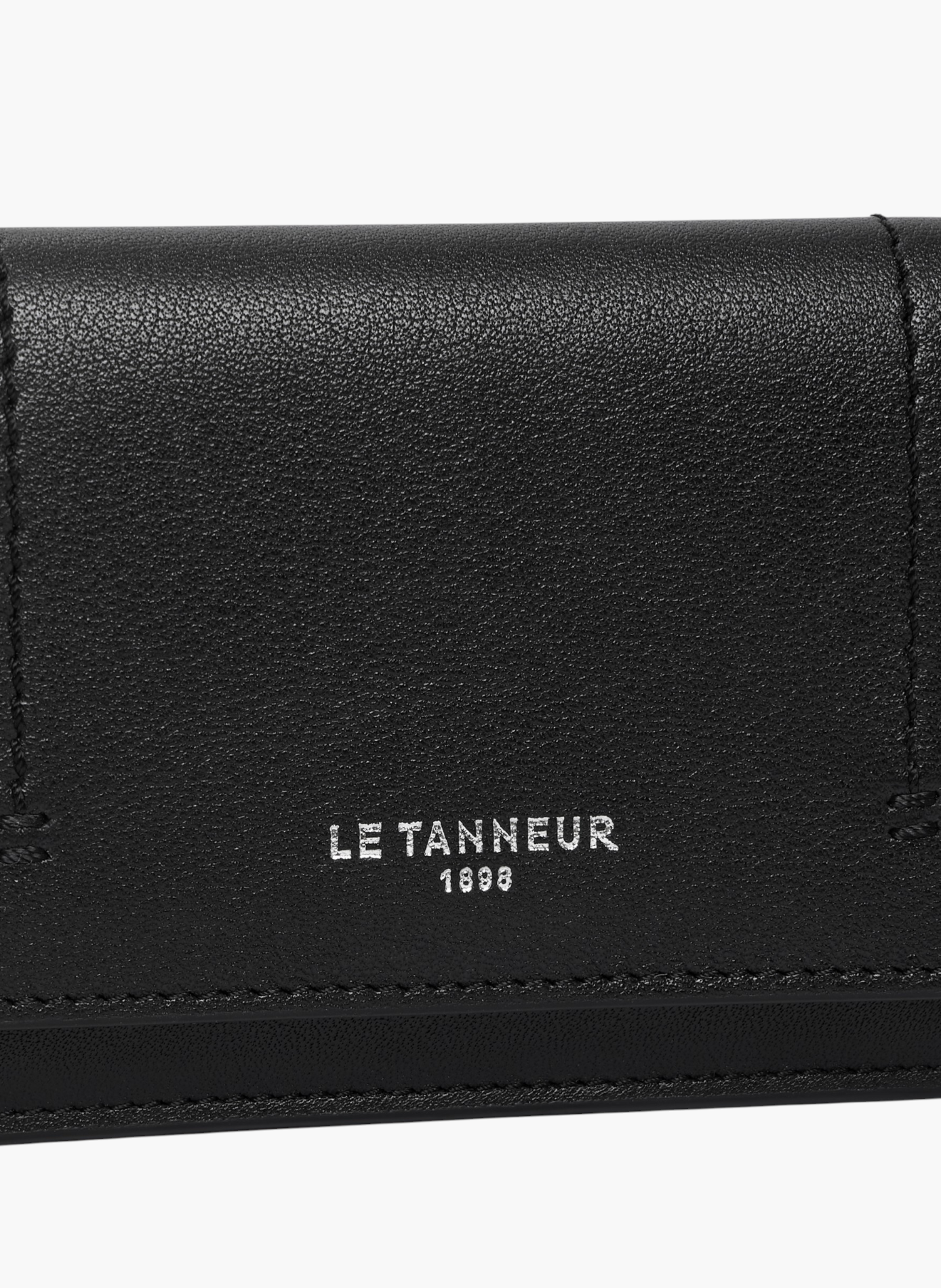 Petit porte cartes à rabat louison en cuir lisse LE TANNEUR Noir