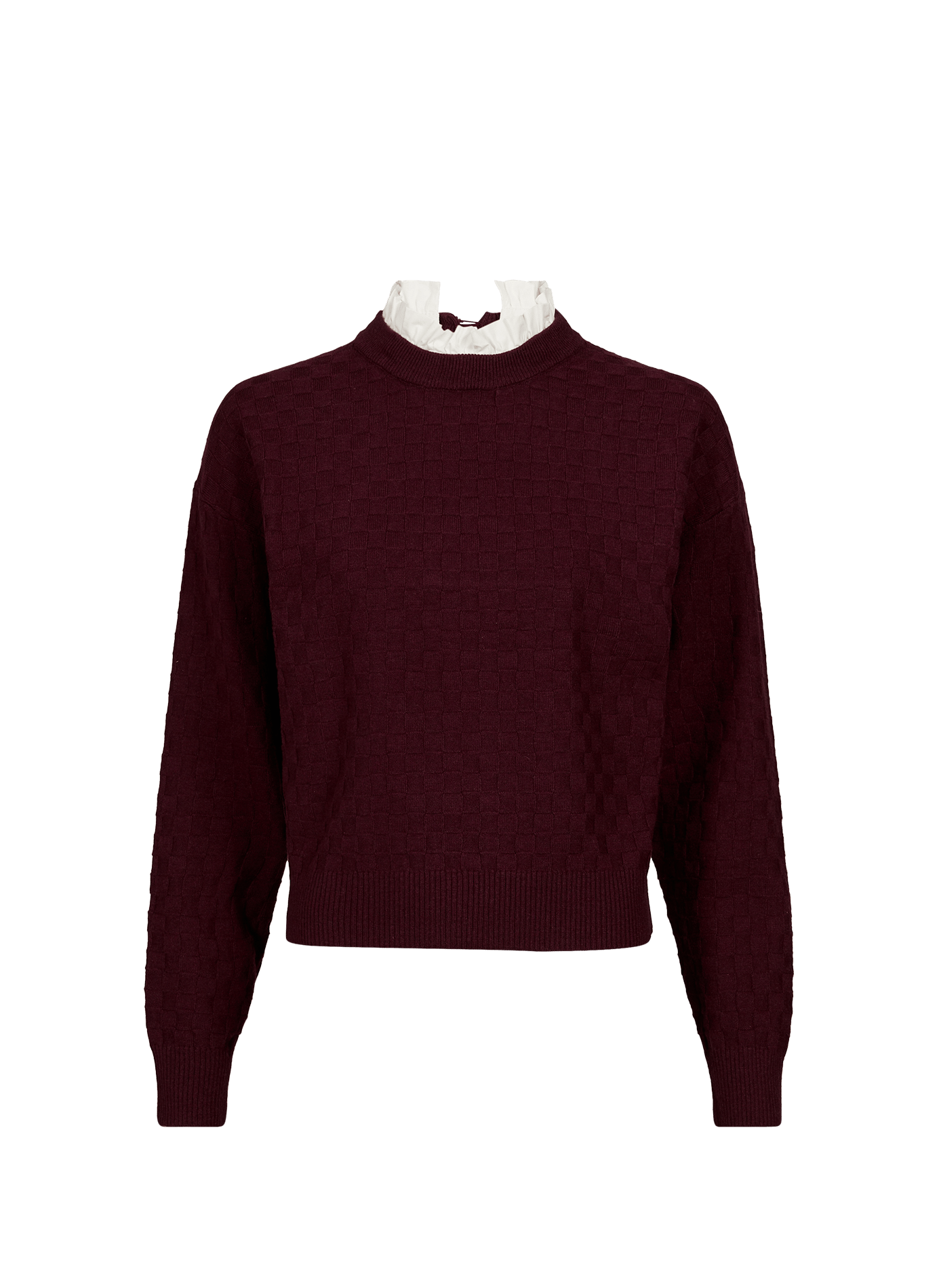 Round neck sweater with ruffles SUNCOO Purple