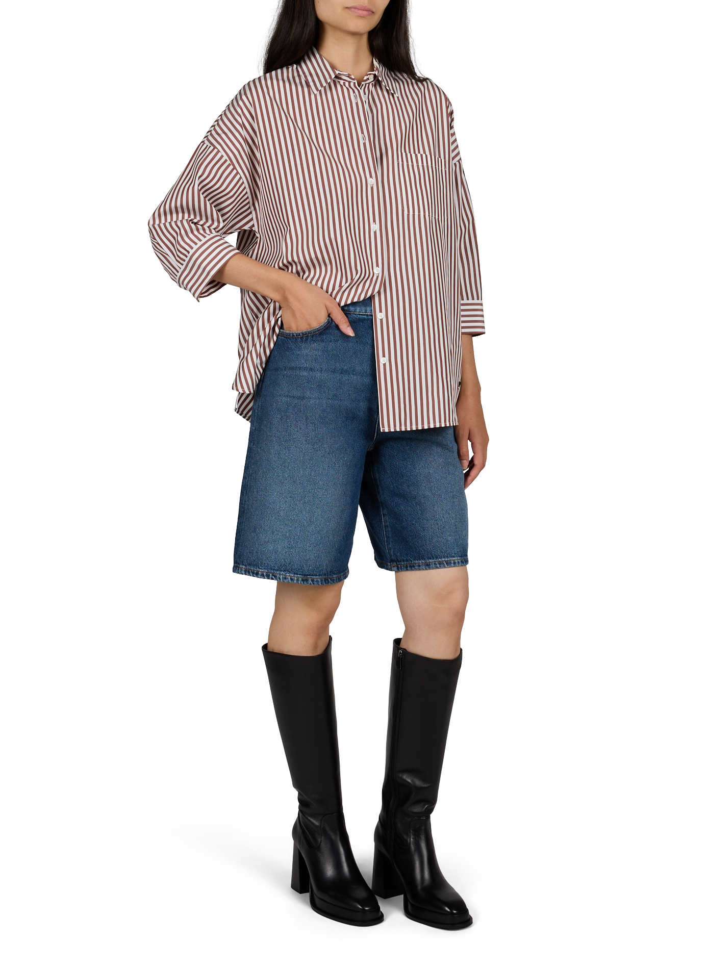 Gerade Baumwoll-Bermudas MAX MARA WEEK END Blau