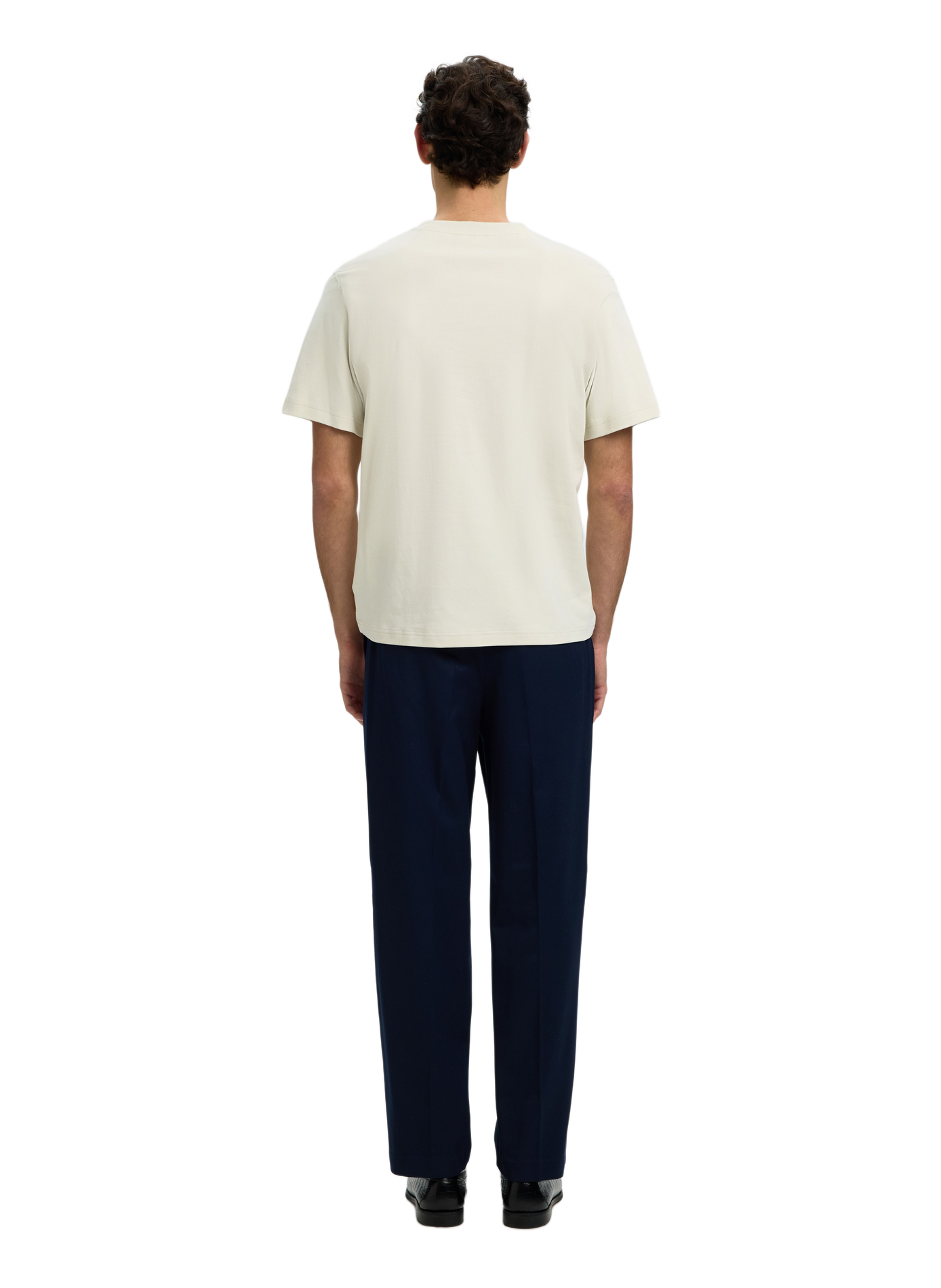 Gerader Baumwoll-T-Shirt SELECTED Beige