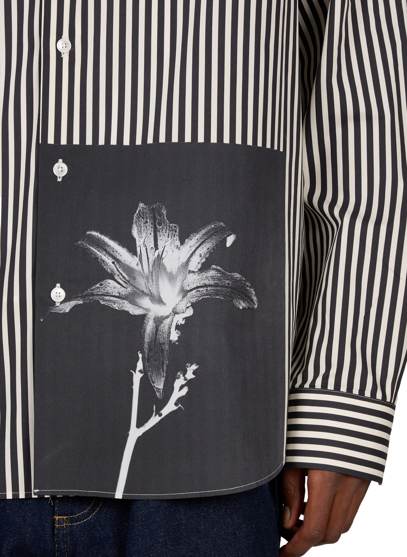 Oversized Striped Cotton Shirt PAUL SMITH Black