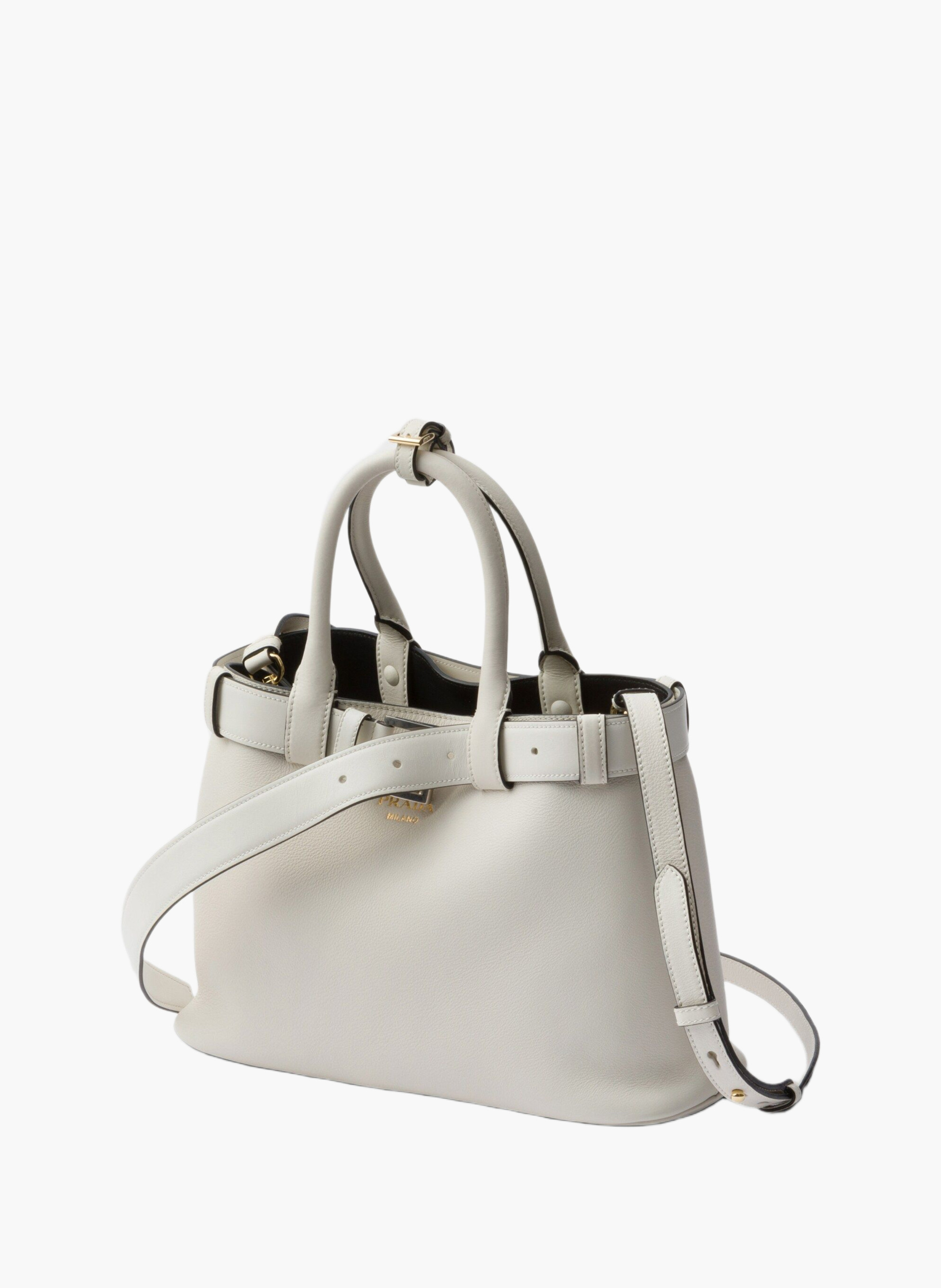 Petit sac à main prada buckle en cuir avec bandoul PRADA Blanc