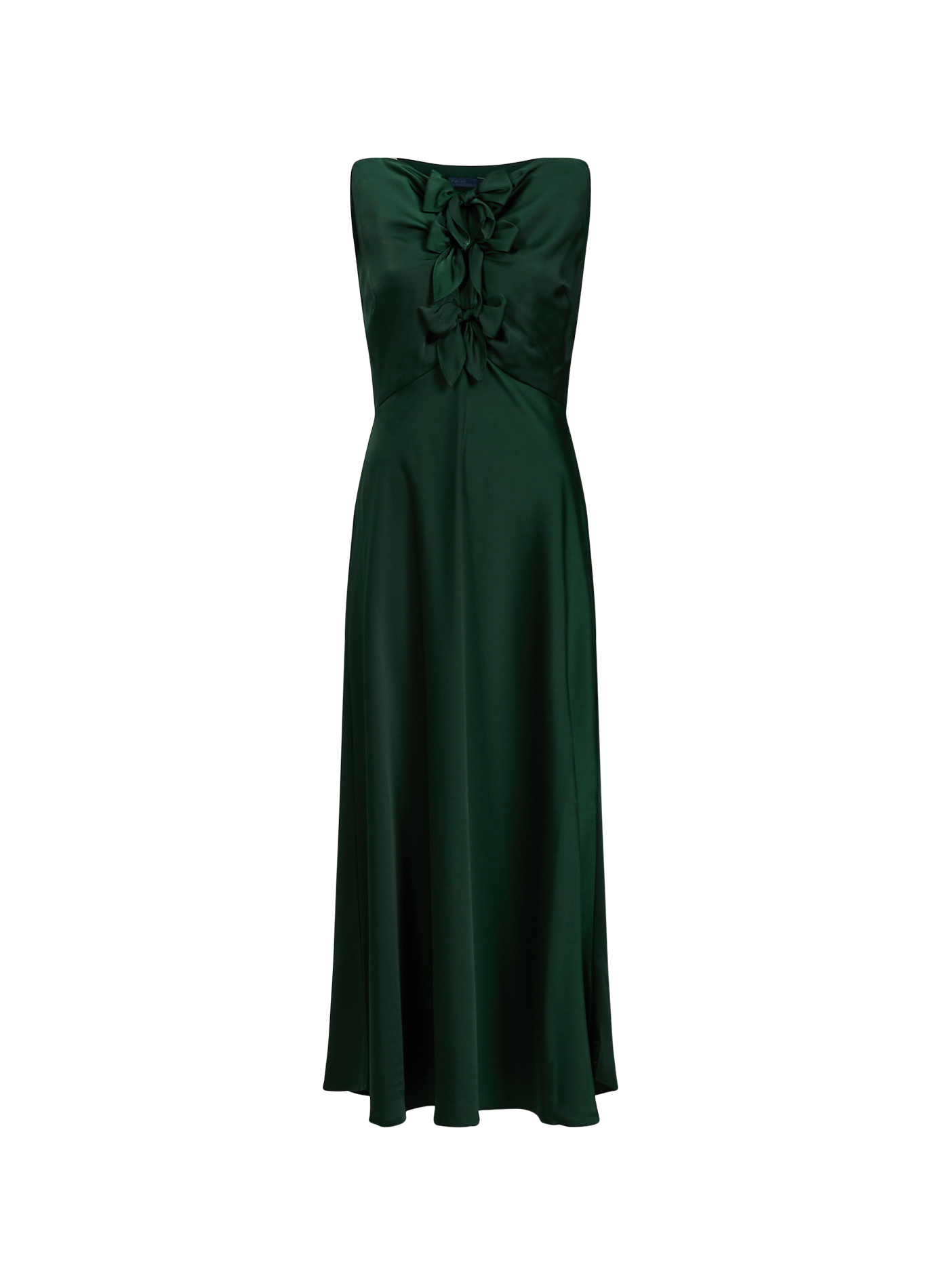 Long satin dress with bows POLO RALPH LAUREN Green
