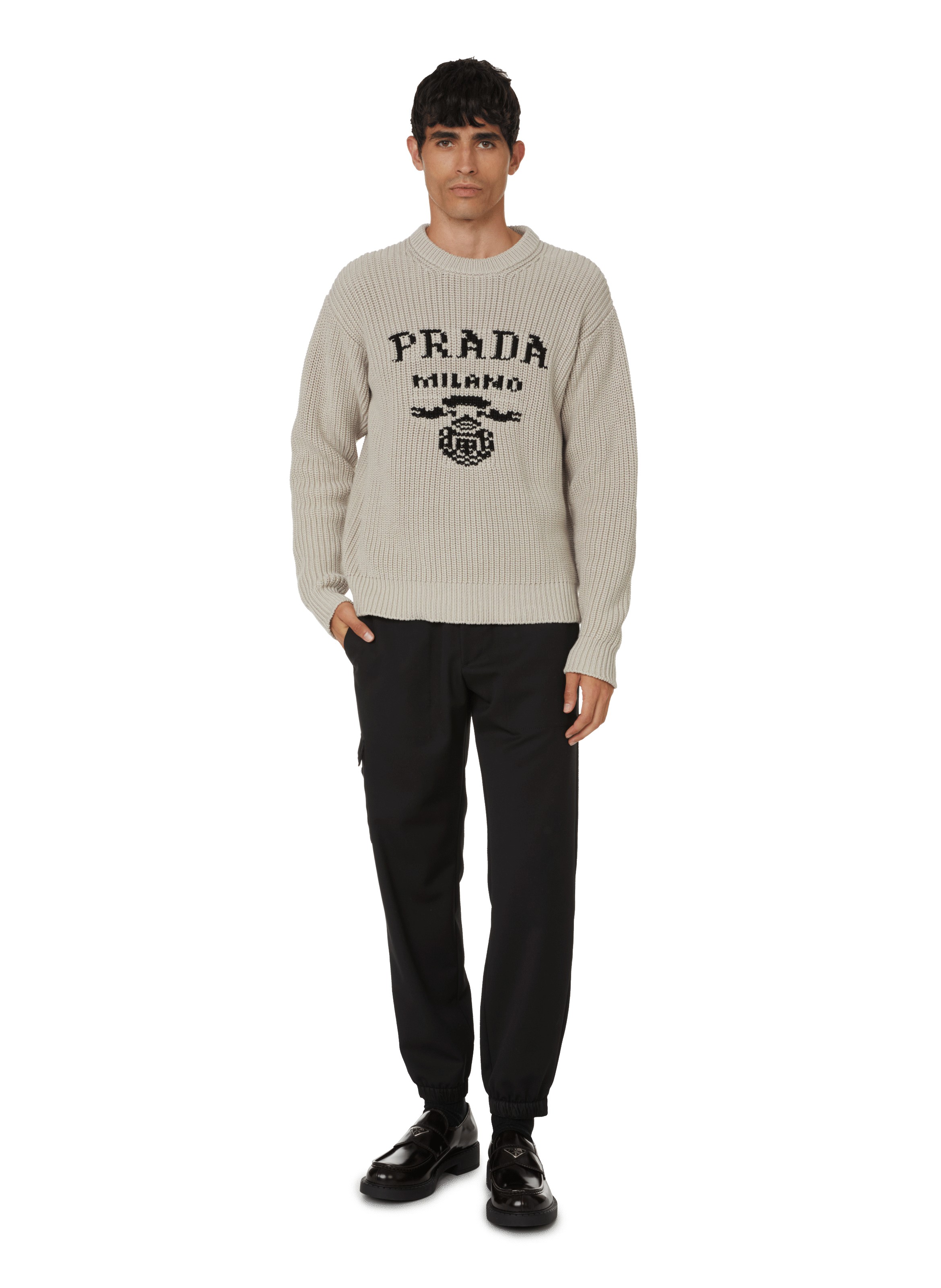 Cotton knit jumper PRADA Beige