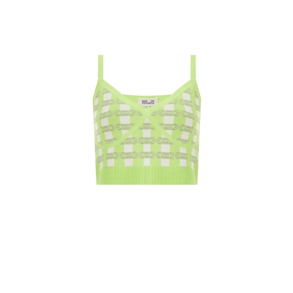 Top Cypre à carreaux en maille