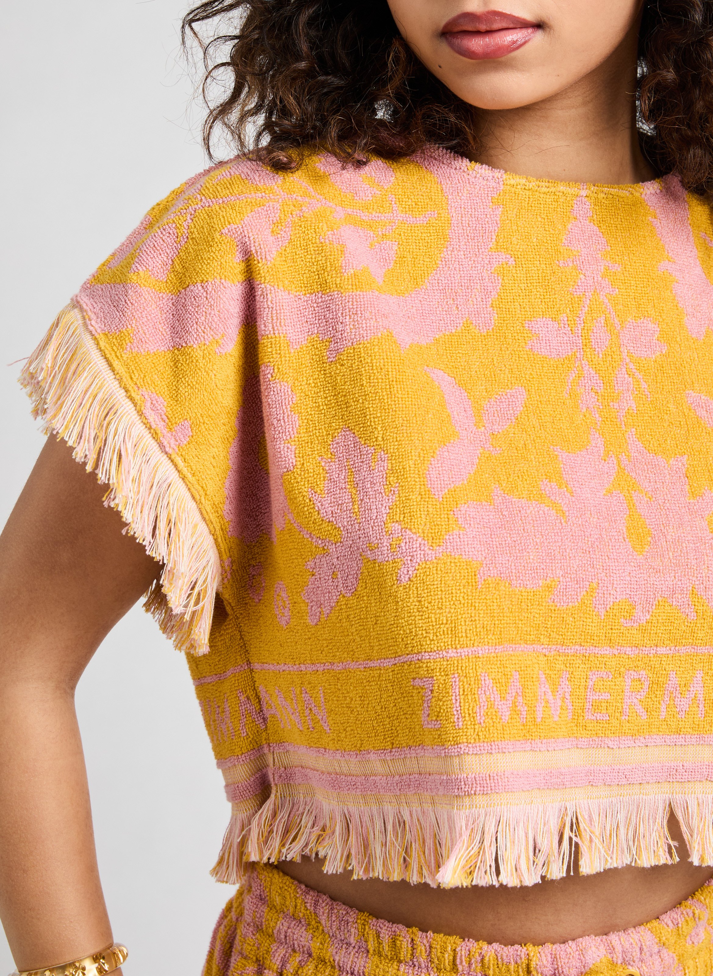 Top texturé en coton ZIMMERMANN Jaune