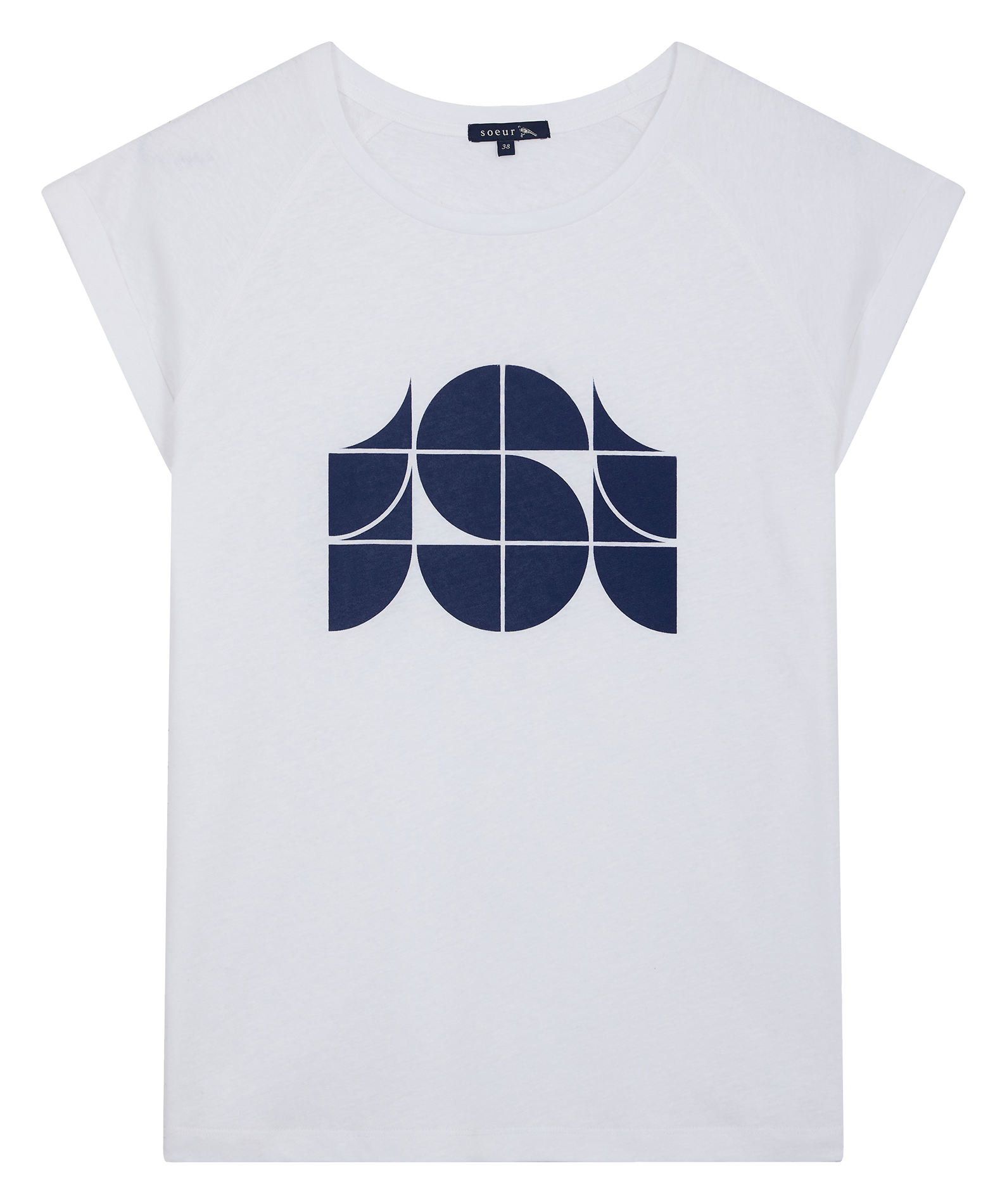 Tee-shirt col rond sérigraphié en coton mélangé valentina SOEUR Blanc