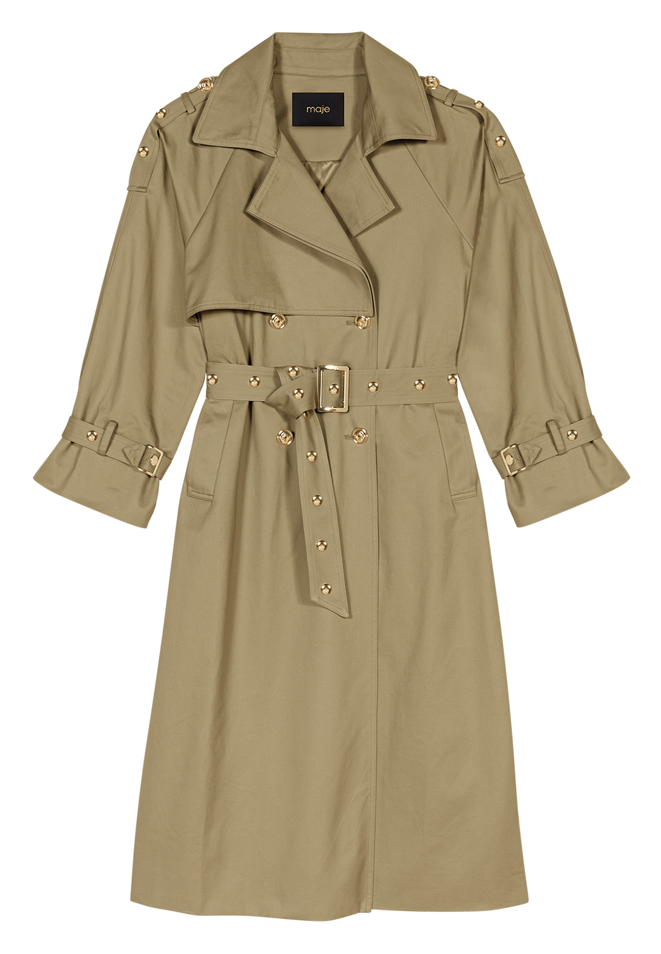 Trench cintrée en coton MAJE Kaki