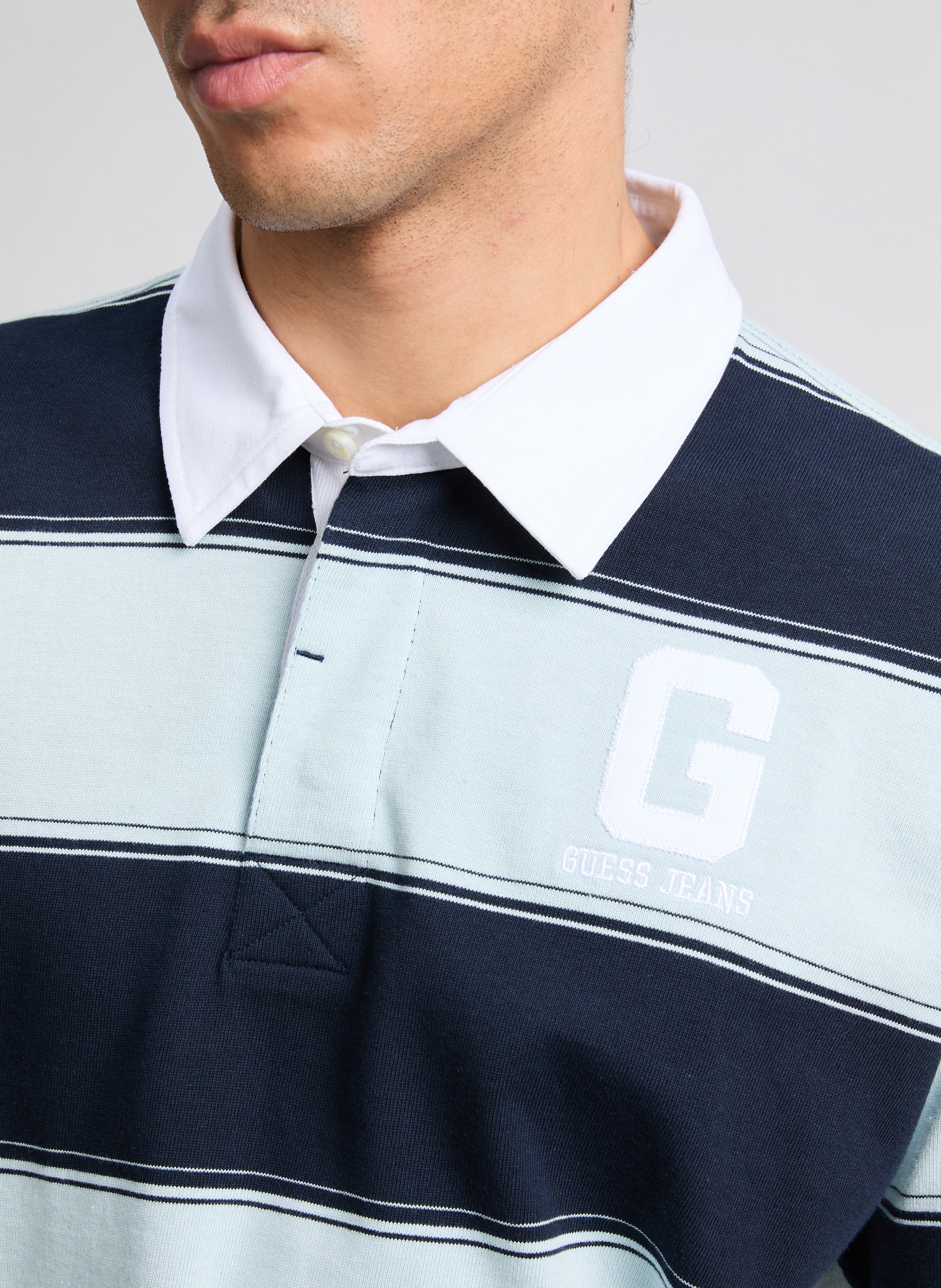 Polo en coton rayé GUESS Bleu