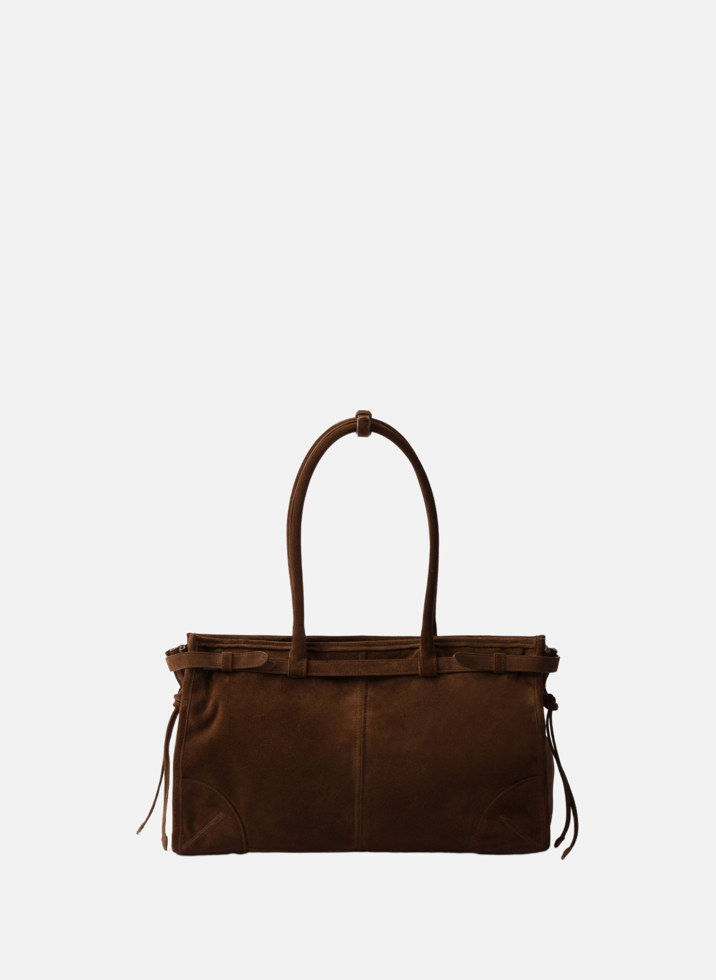 Grand sac à main prada bonnie en veau velours PRADA Marron