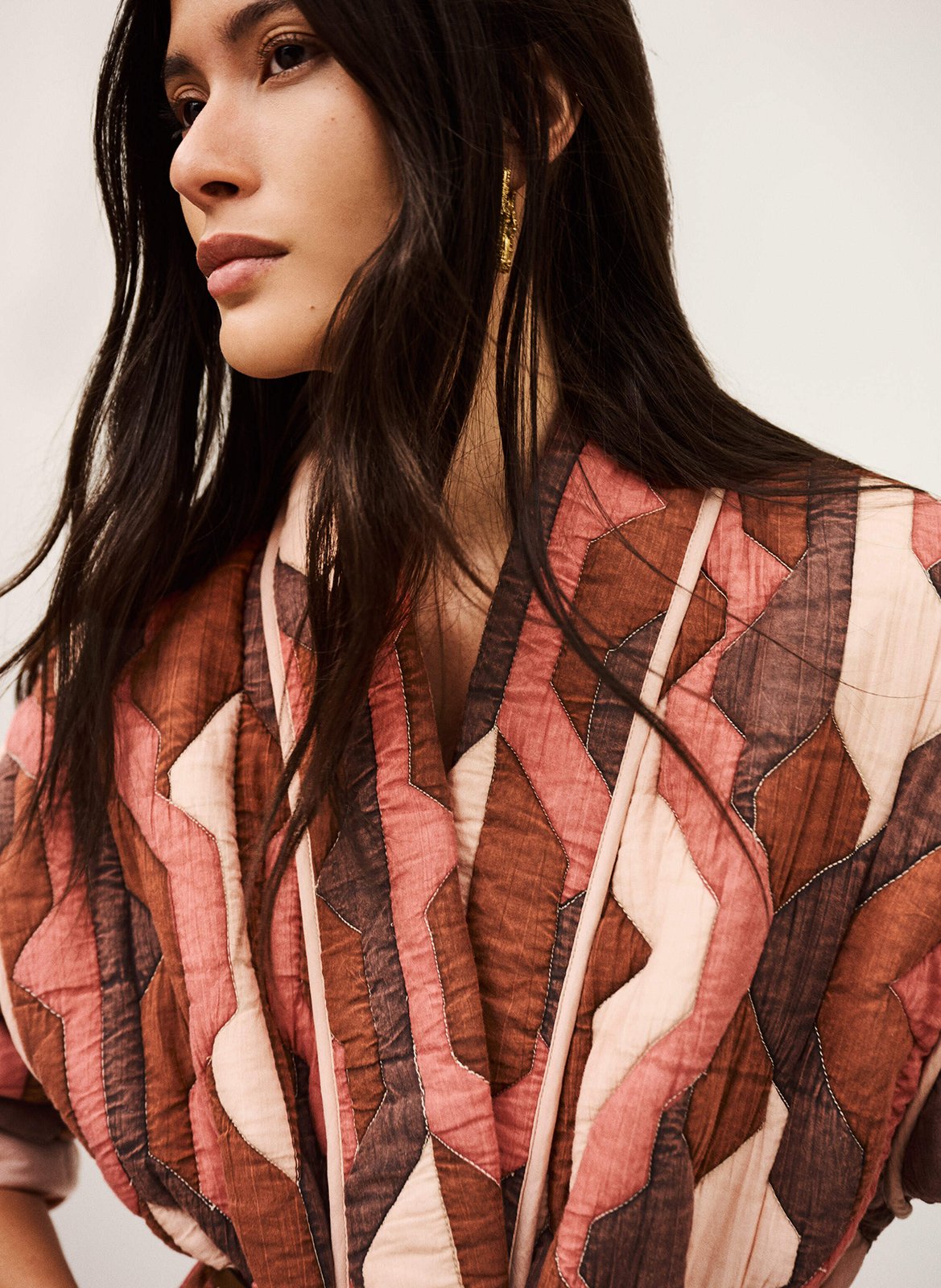 Veste matelassée imprimée col v trincy BA&SH Violet