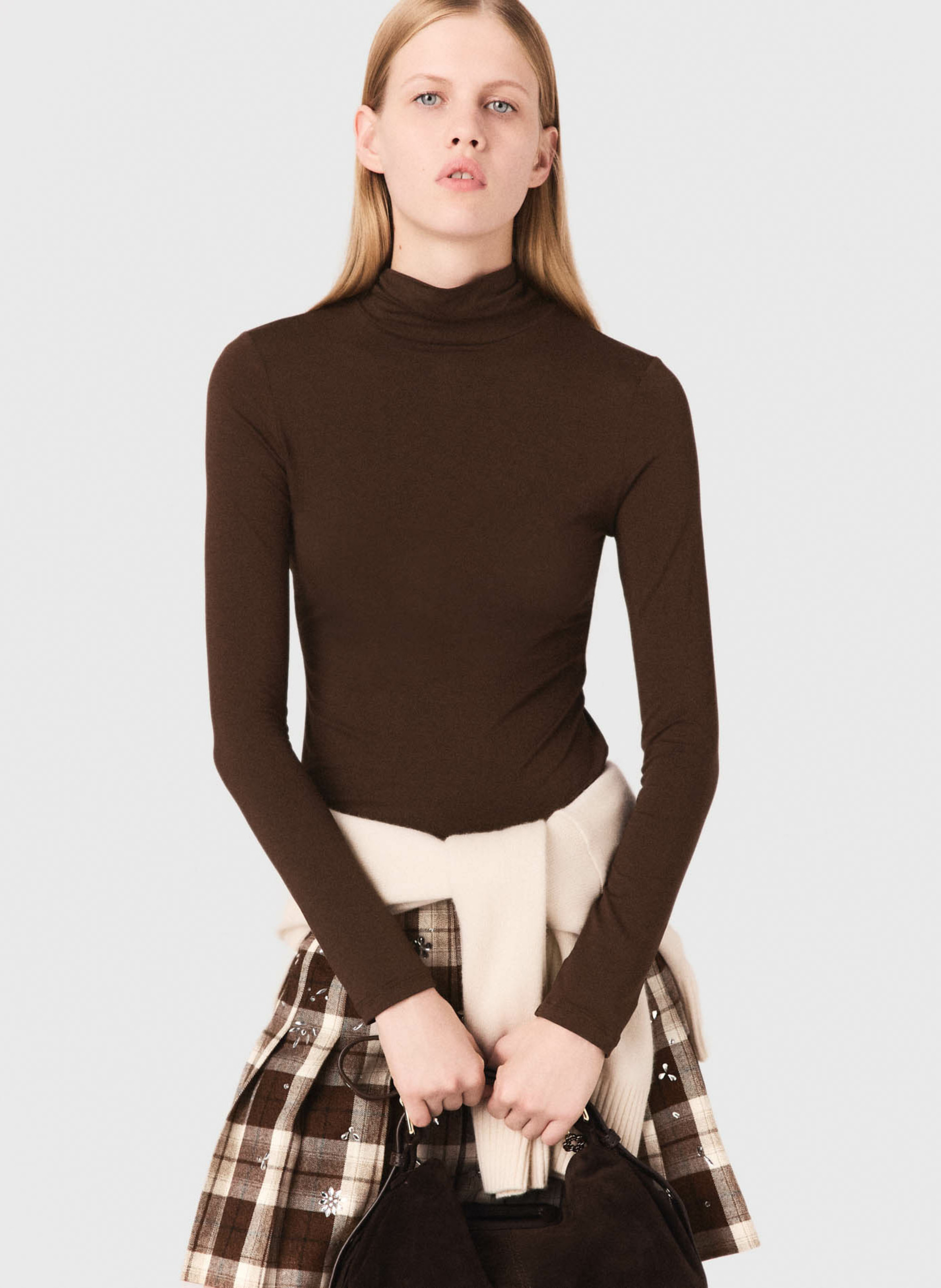 Pull col roulé MAJE Marron