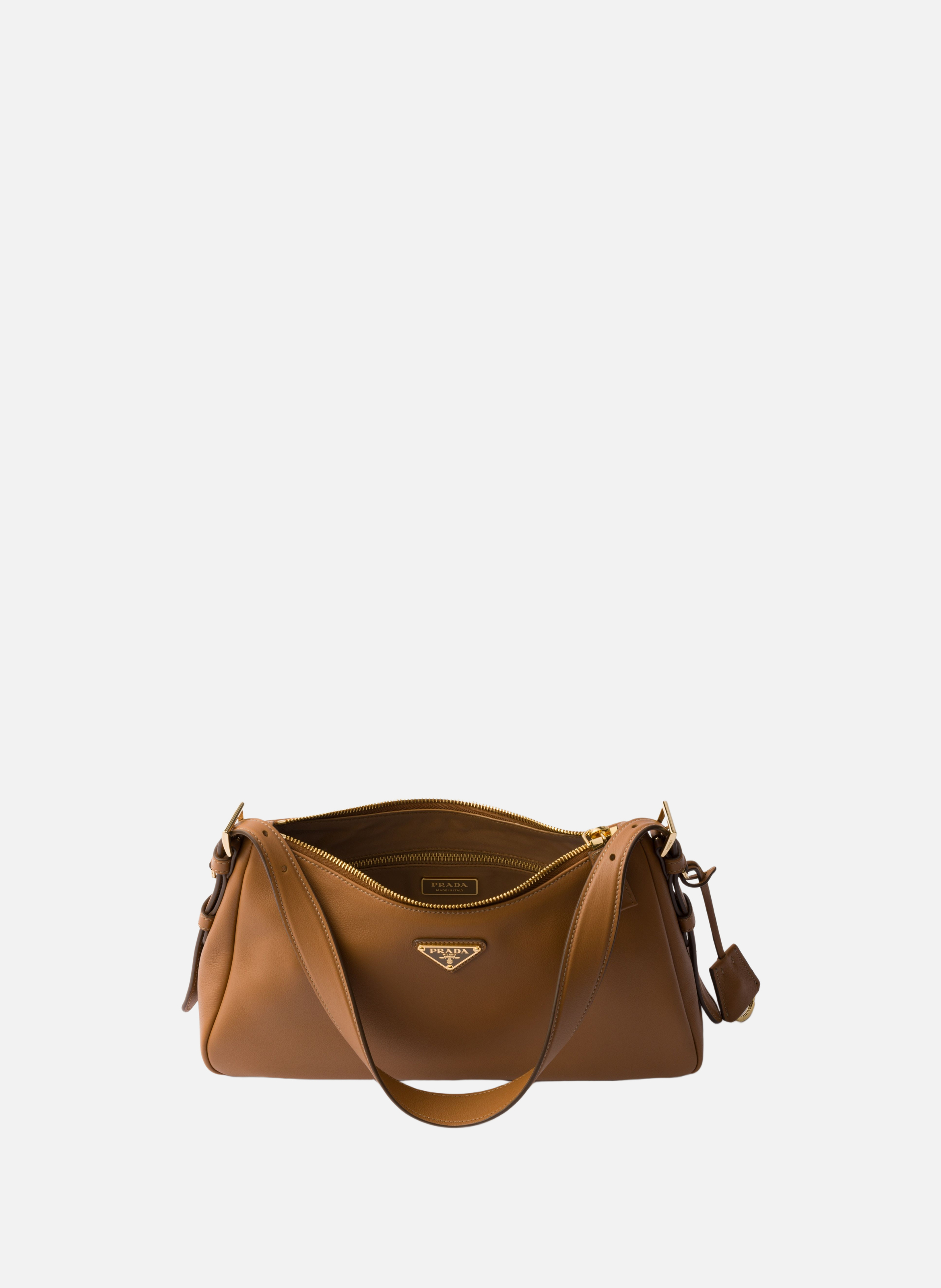 Sac porté épaule prada aimée en cuir PRADA Marron