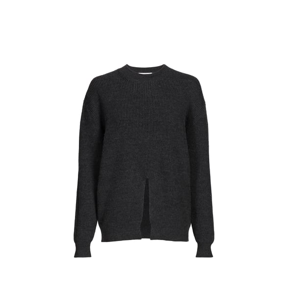 Tibi Pull Col Rond En Laine Mélangée In Black