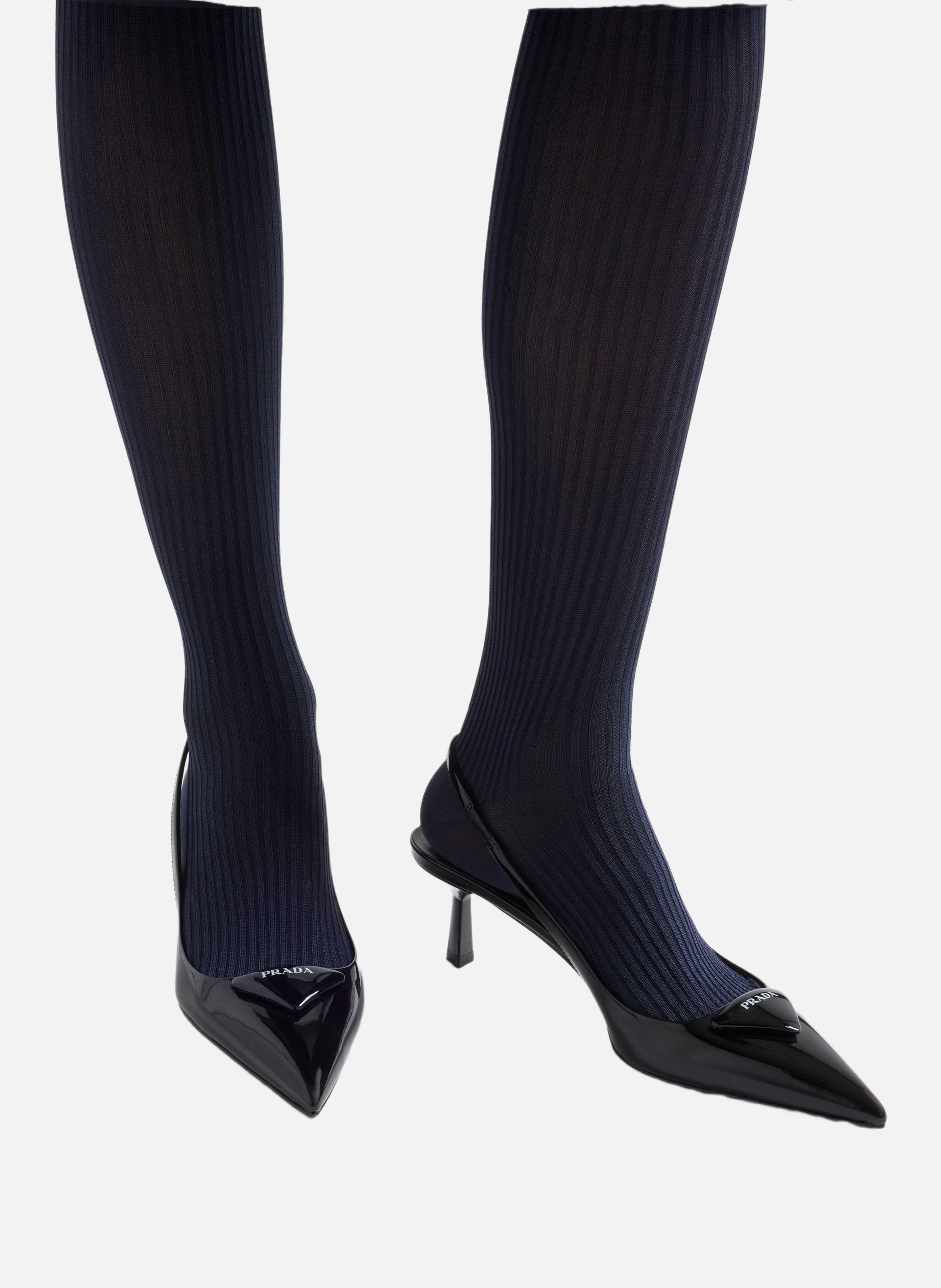 Escarpins à bride arrière en cuir verni PRADA Noir