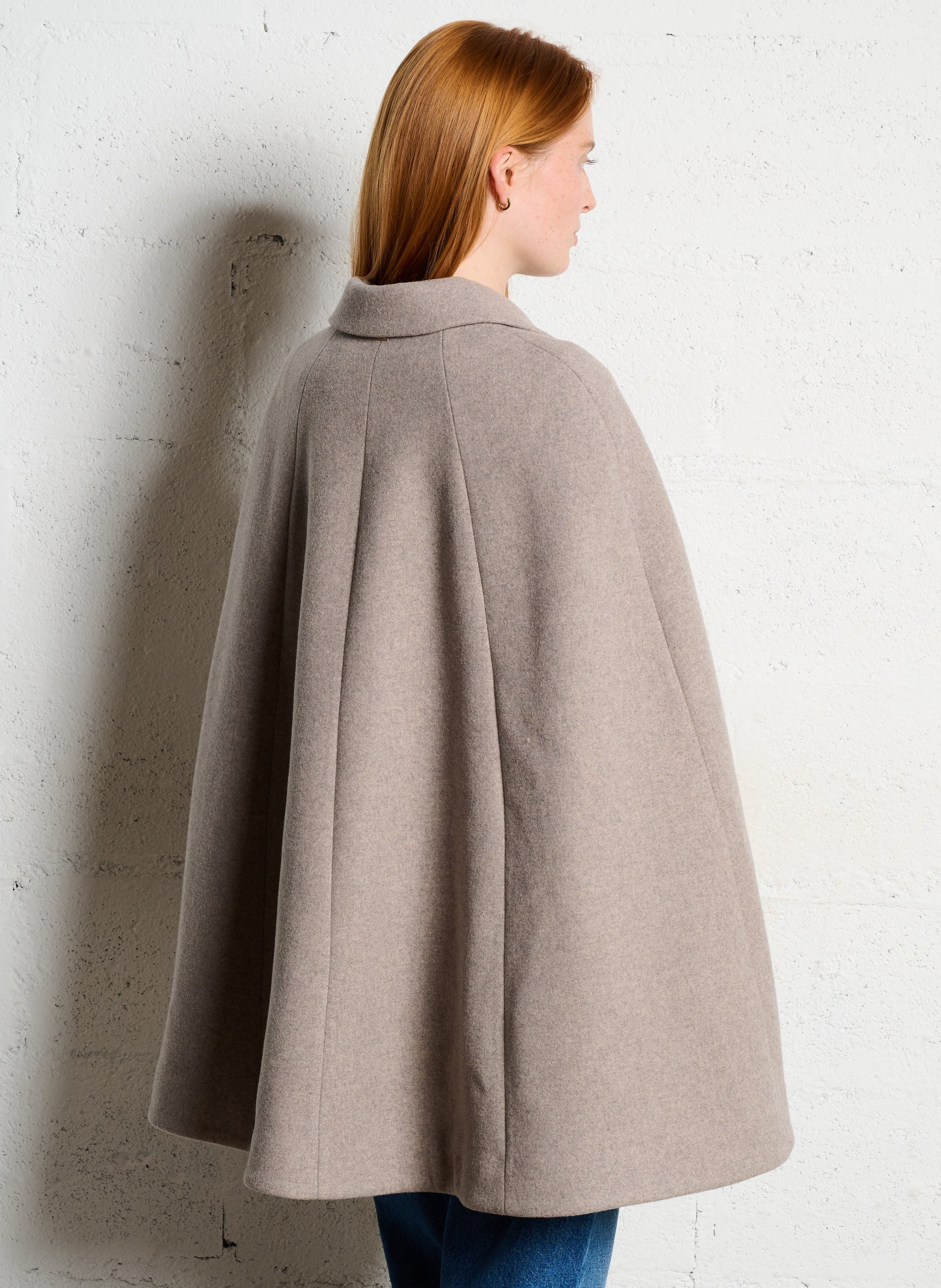 Cape col tailleur en laine mélangée IKKS Beige
