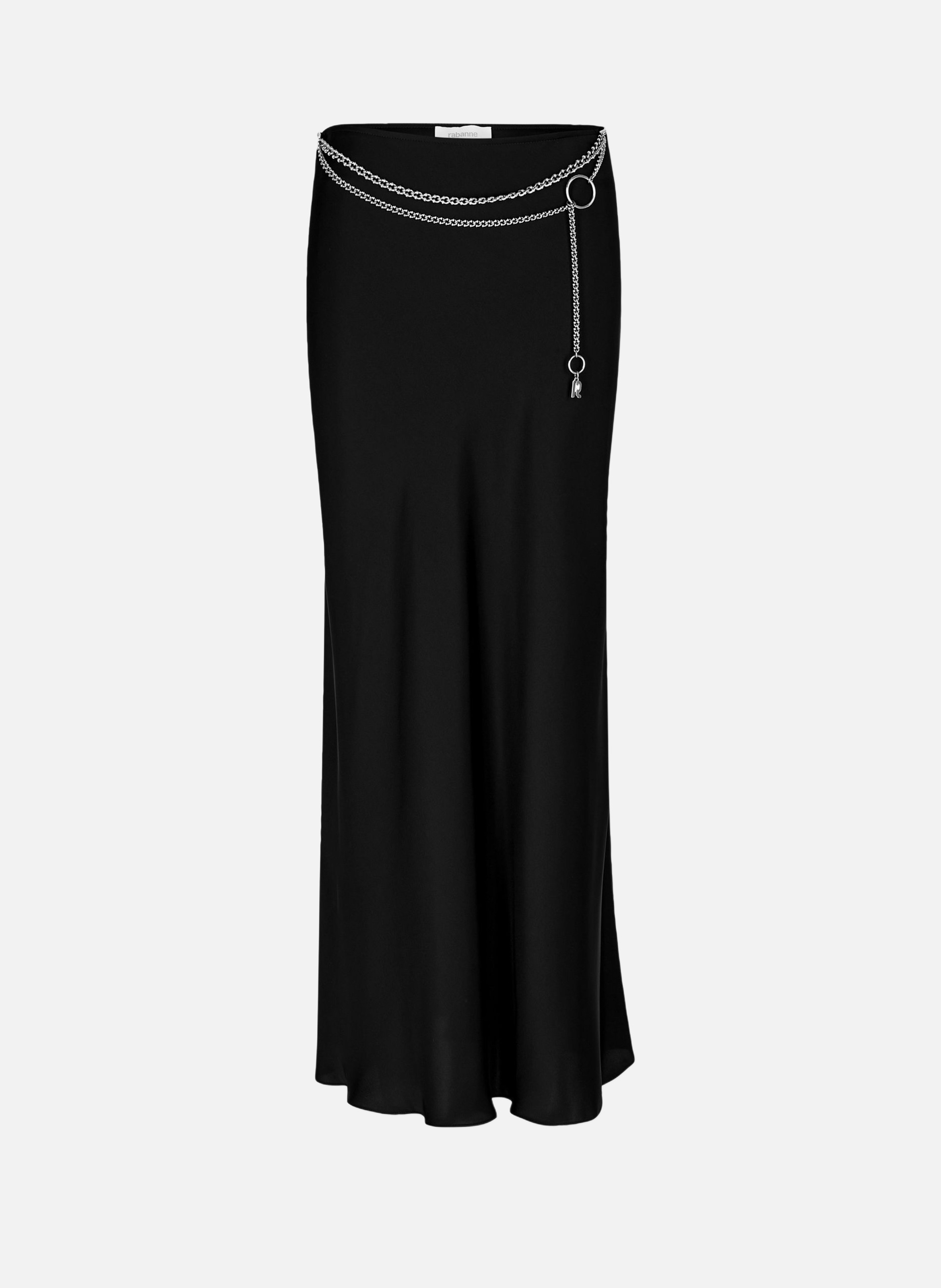 Jupe en satin détails chaînes RABANNE Noir
