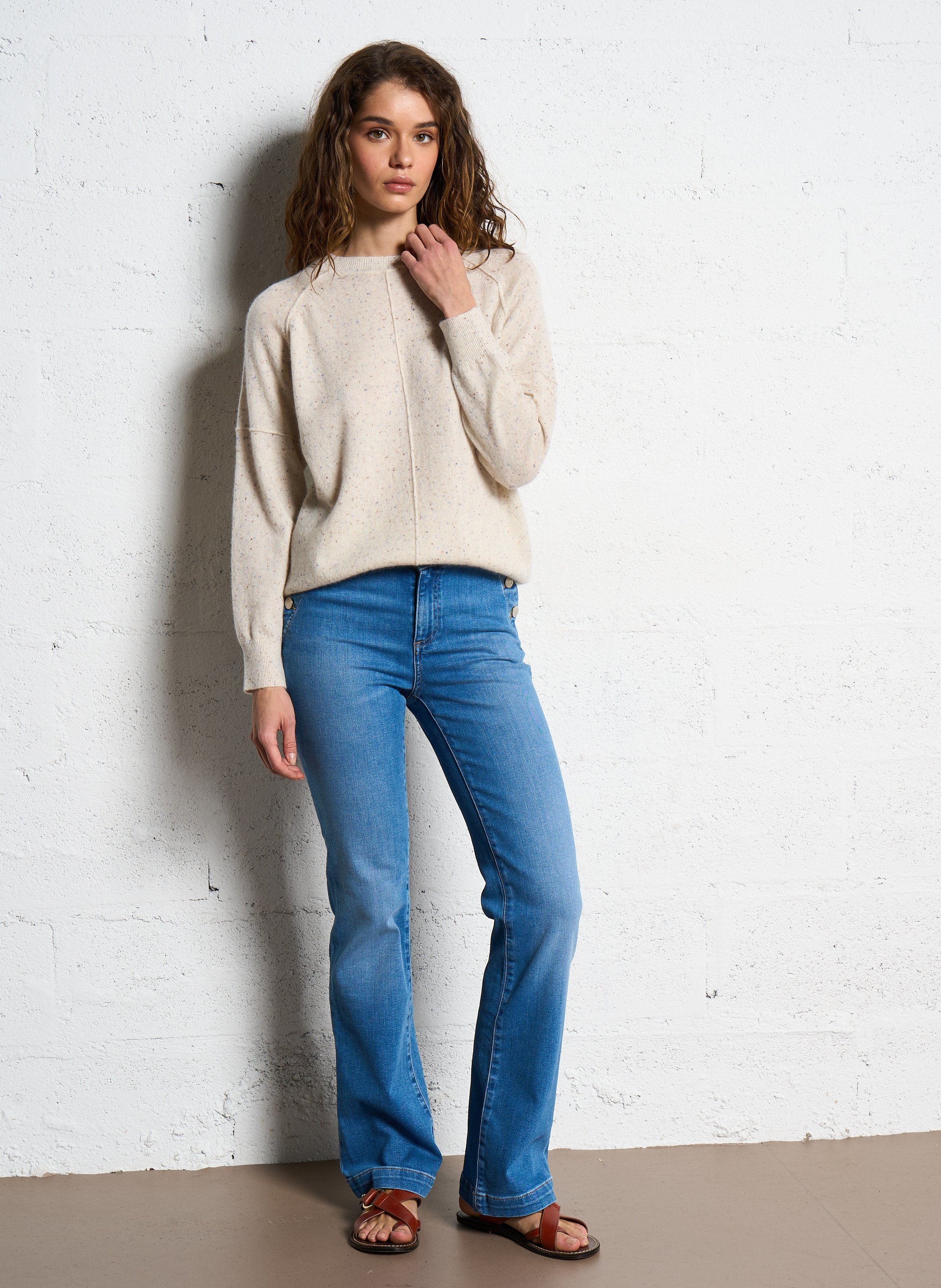 Pull col rond en cachemire ary bis MAISON 123 Blanc