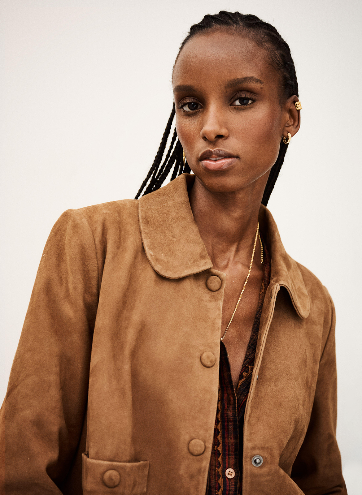 Veste courte en cuir velours milas BA&SH Marron