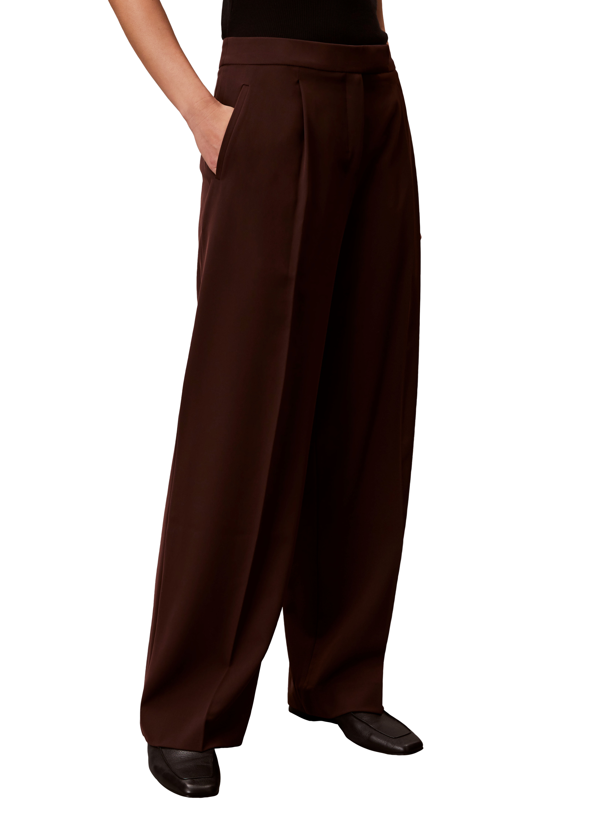 Pantalon droit à plis CALVIN KLEIN Marron