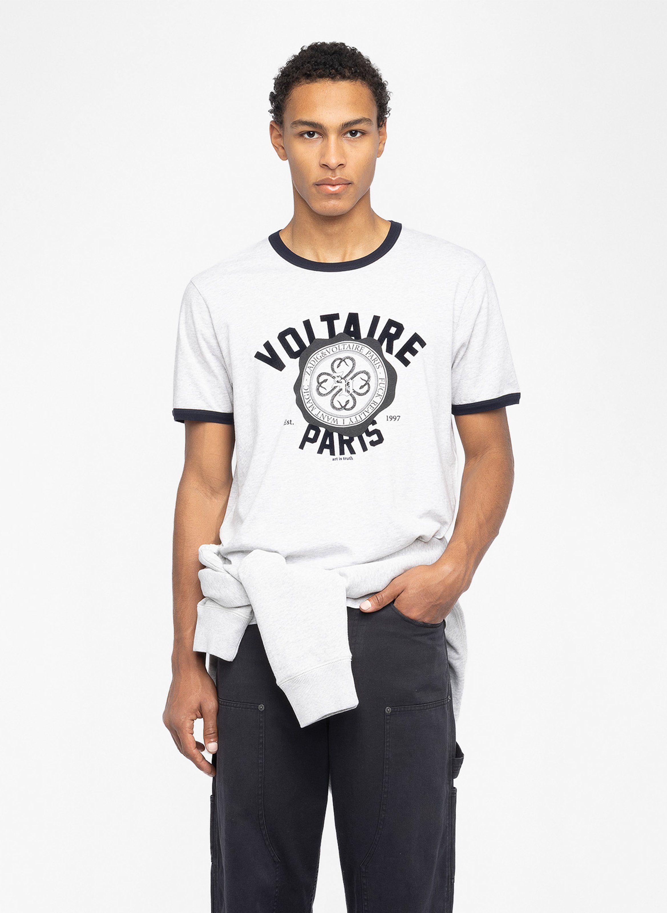 Tee-shirt col rond en coton woody ZADIG&VOLTAIRE Gris