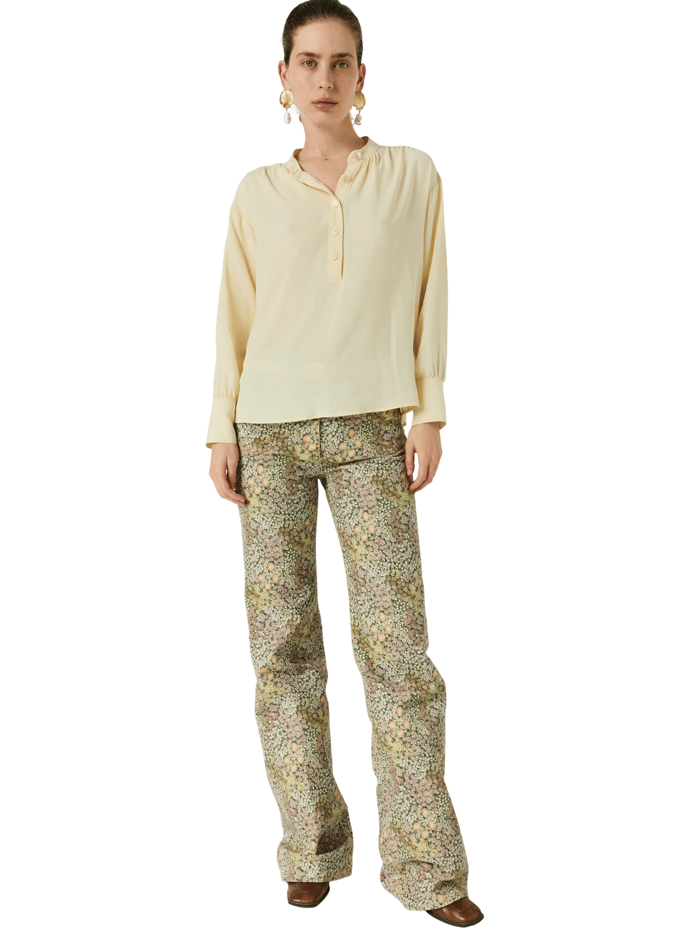 Blouse fluide à col tunisien - cezanne GERARD DAREL Jaune