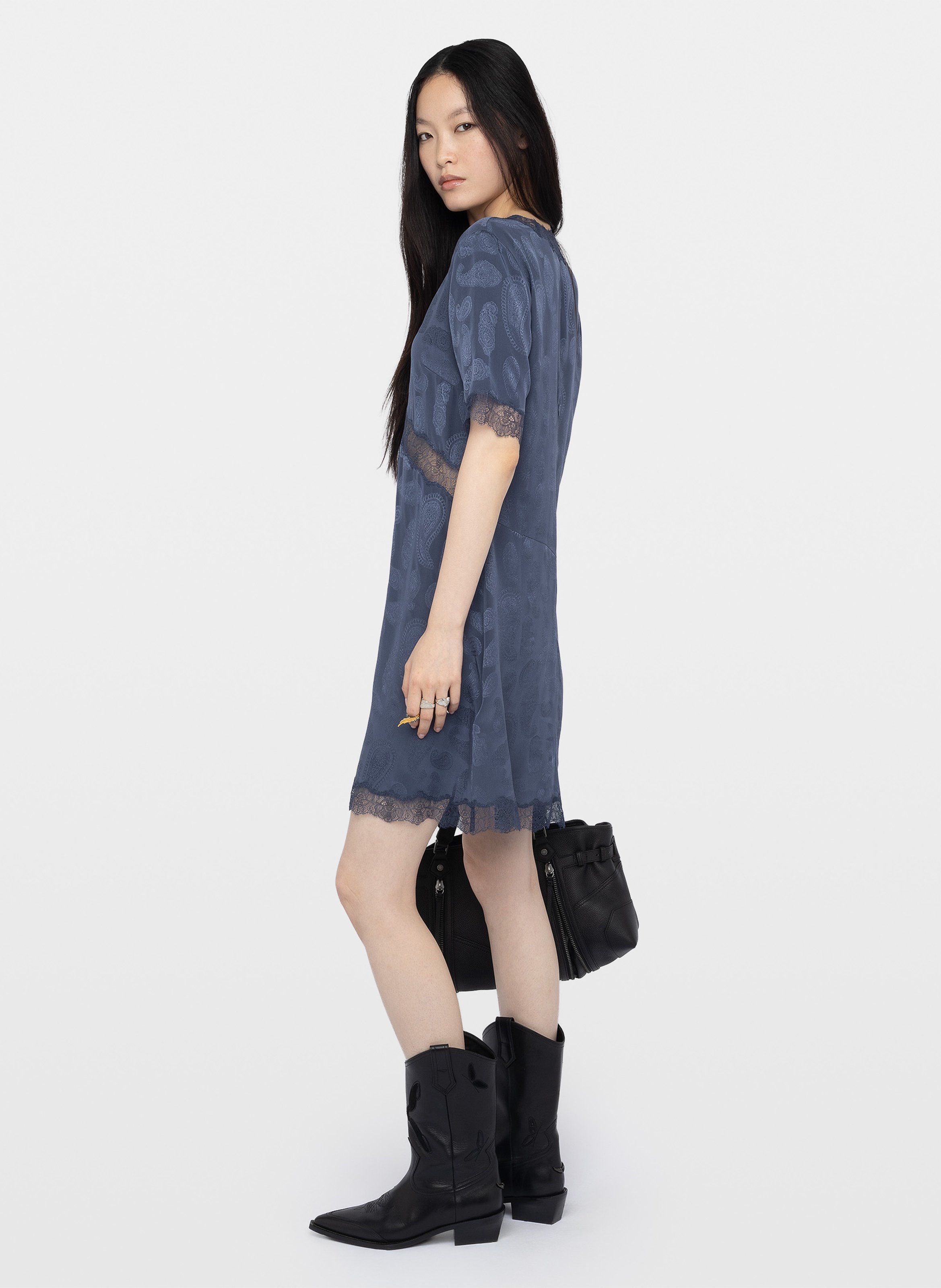 Robe courte droite en soie redoxa ZADIG&VOLTAIRE Bleu