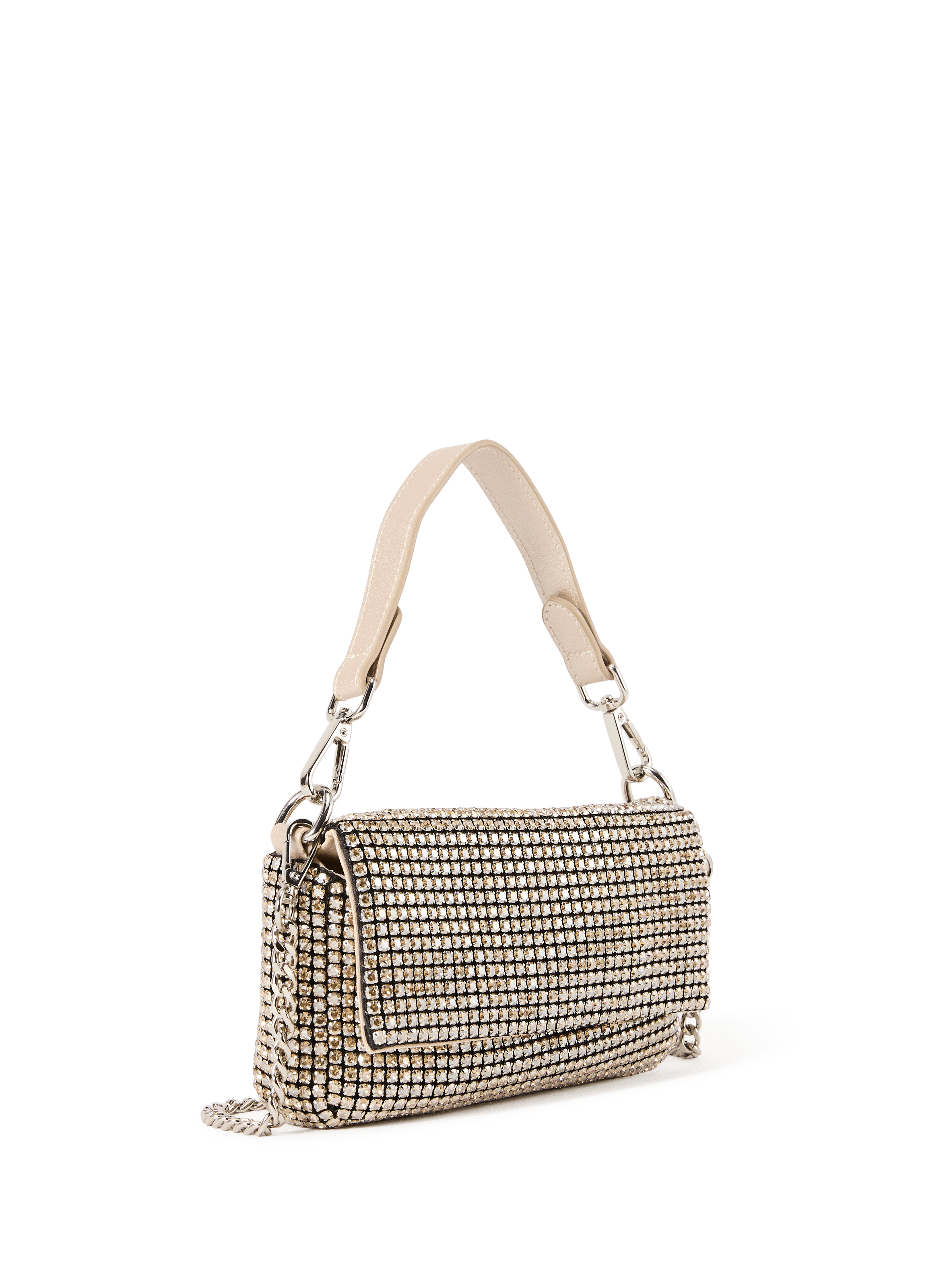 Rhinestone clutch with shoulder strap AU PRINTEMPS PARIS Golden